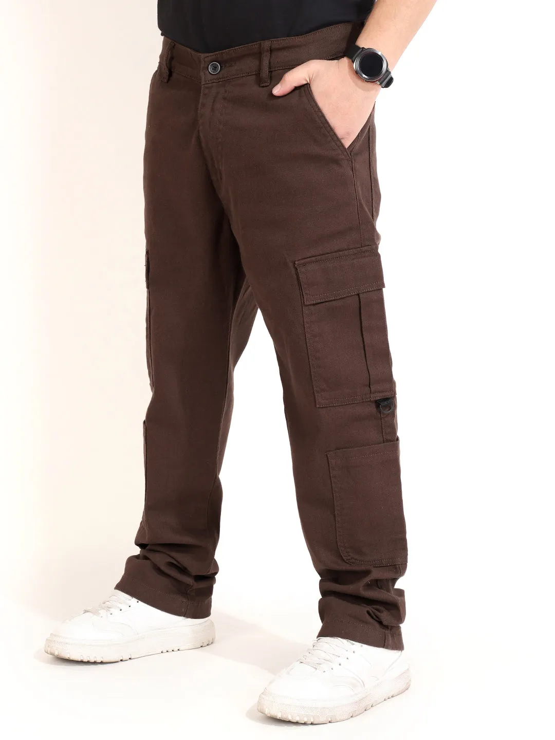 Coffee Baggy Fit 8 Pocket Drill Cargo