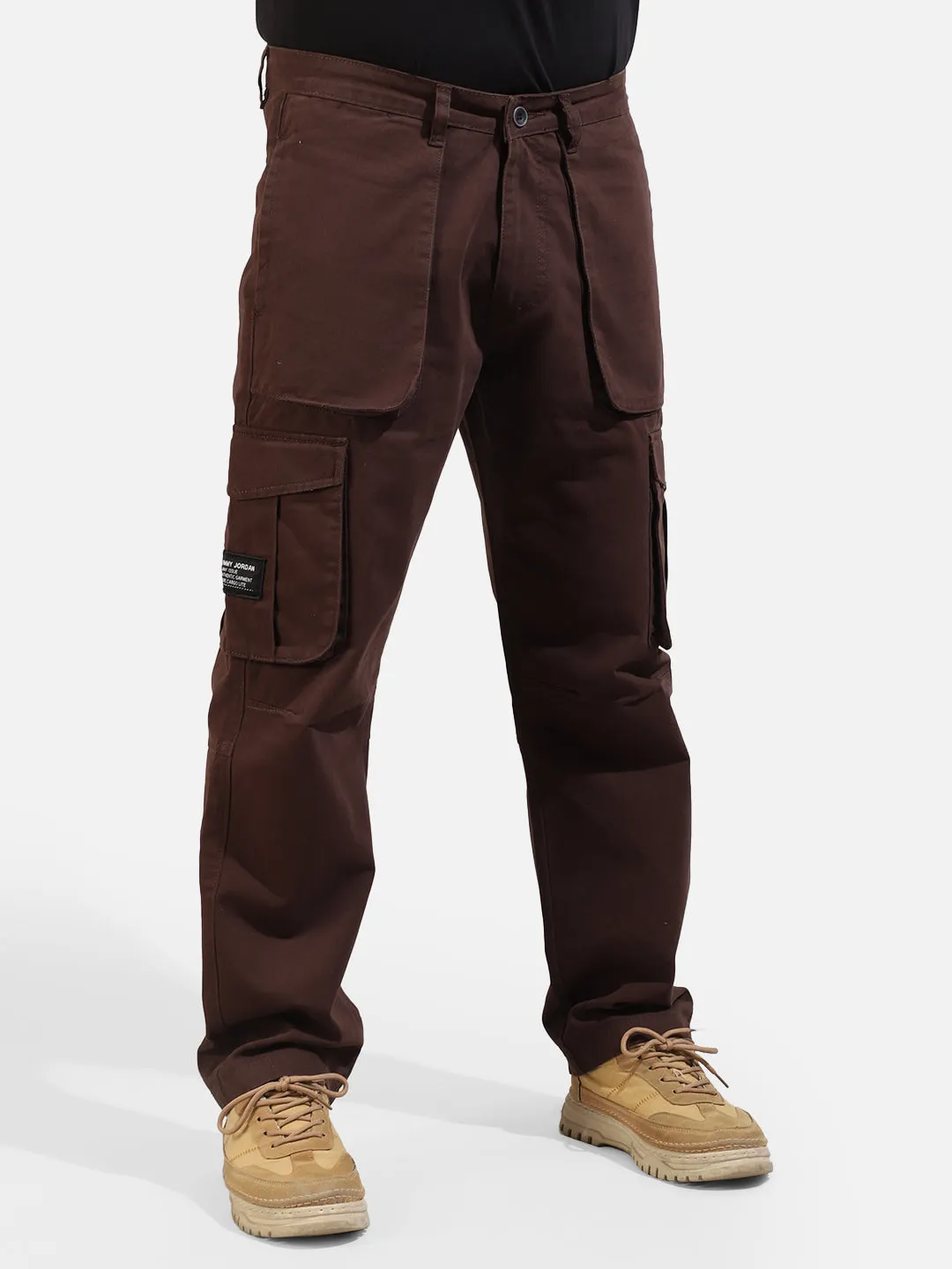 Coffee Cotton Twill Tactical Baggy Fit Cargo