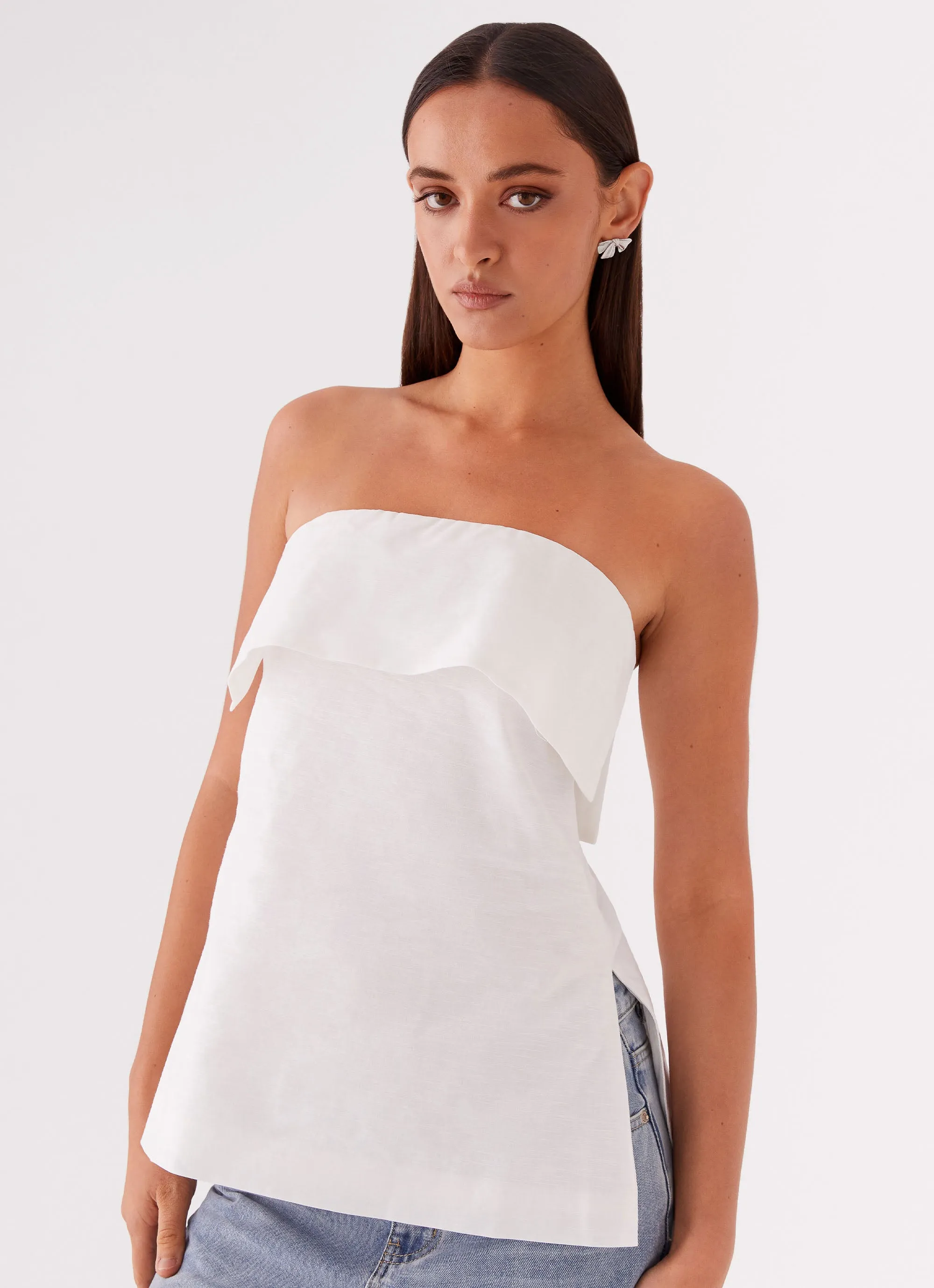 Dalmia Linen Top - White