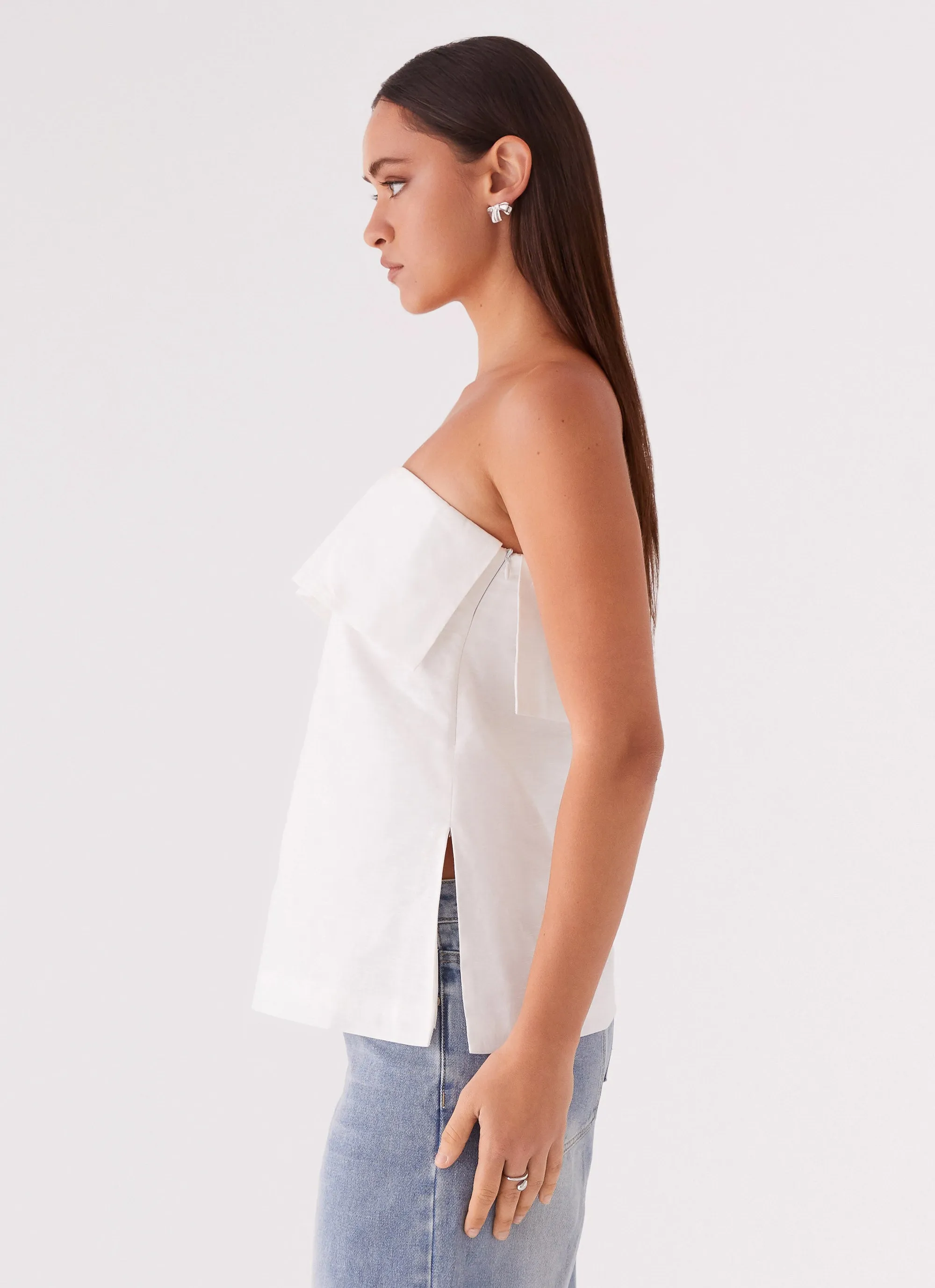 Dalmia Linen Top - White