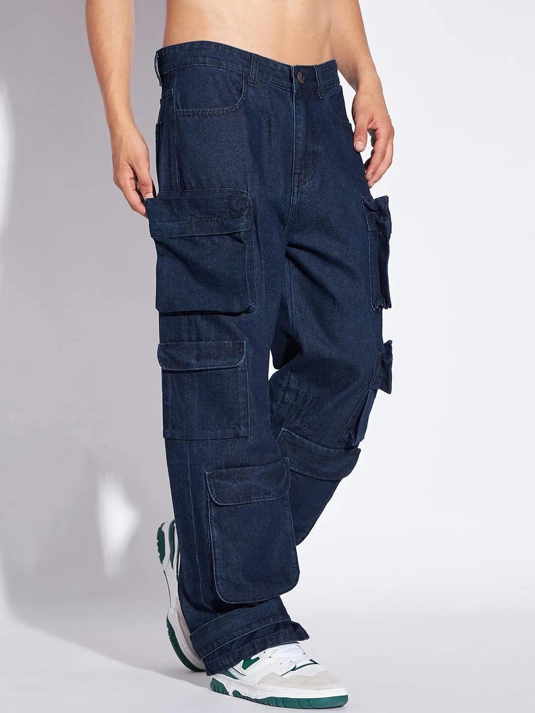 Dark Super Baggy Multipocket Cargo Denim