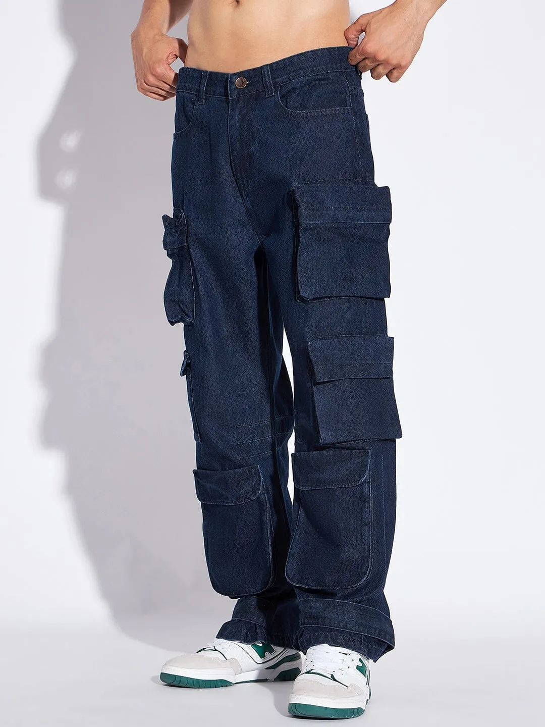 Dark Super Baggy Multipocket Cargo Denim