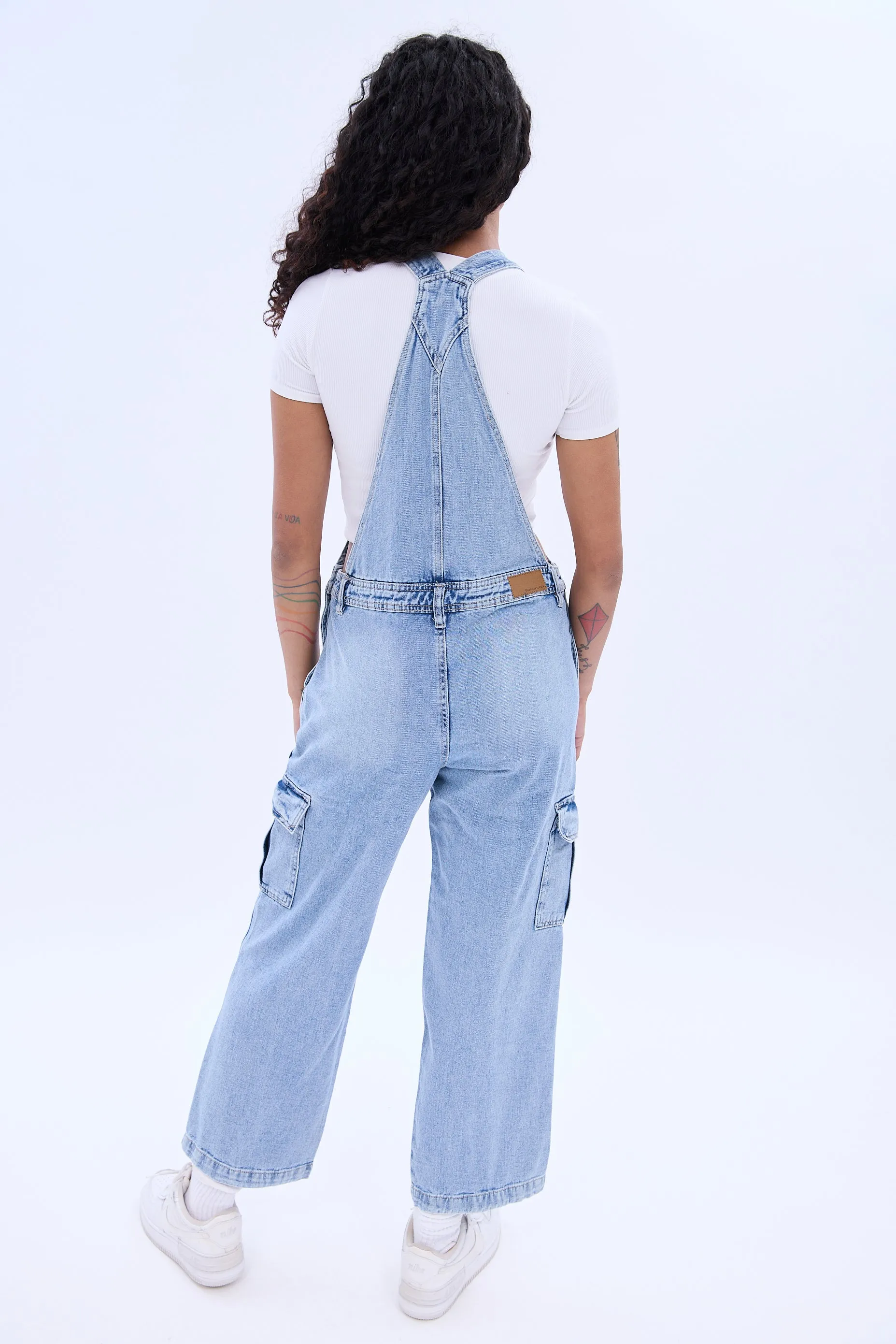 Denim Cargo Baggy Overalls