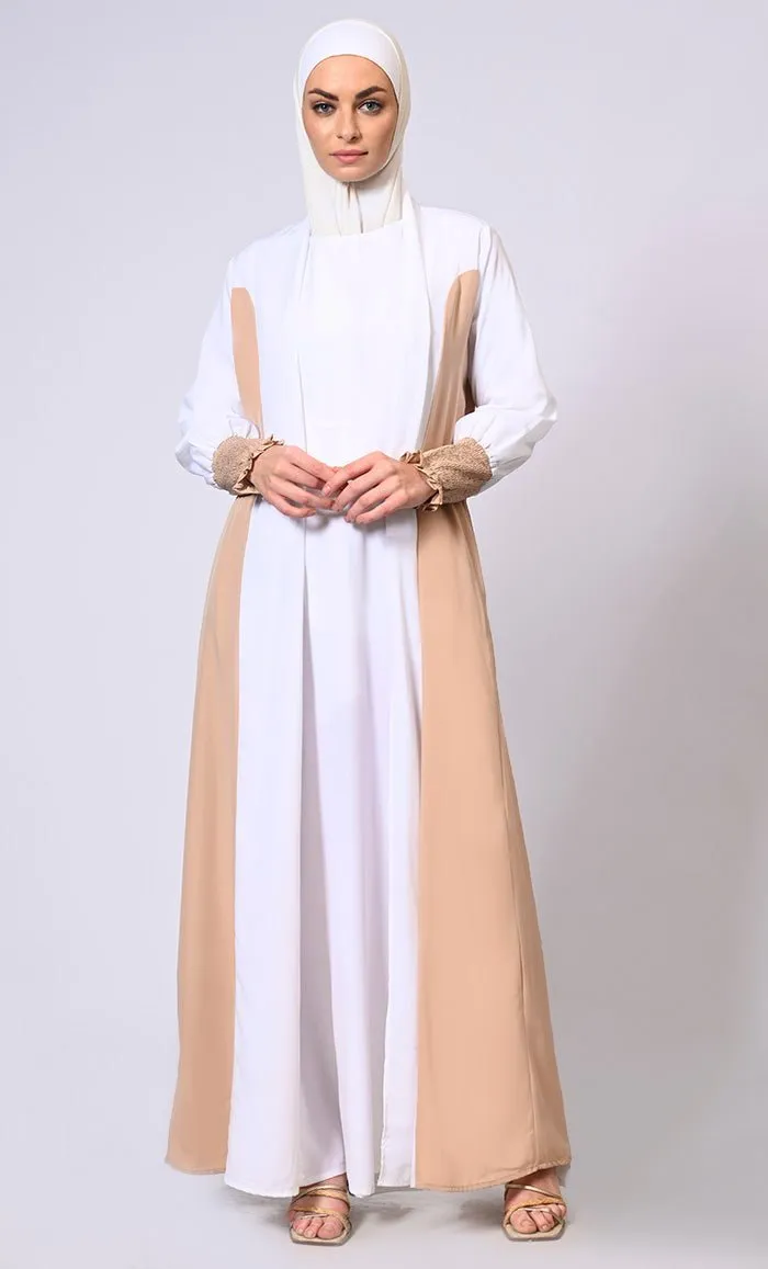 Effortlessly  Stylish: Princess Cut Front open Sand Shrug with Lining & Pockets - Final Sale