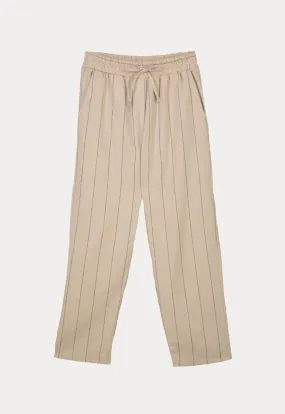 Elasticated Waistband Linen Striped Trouser