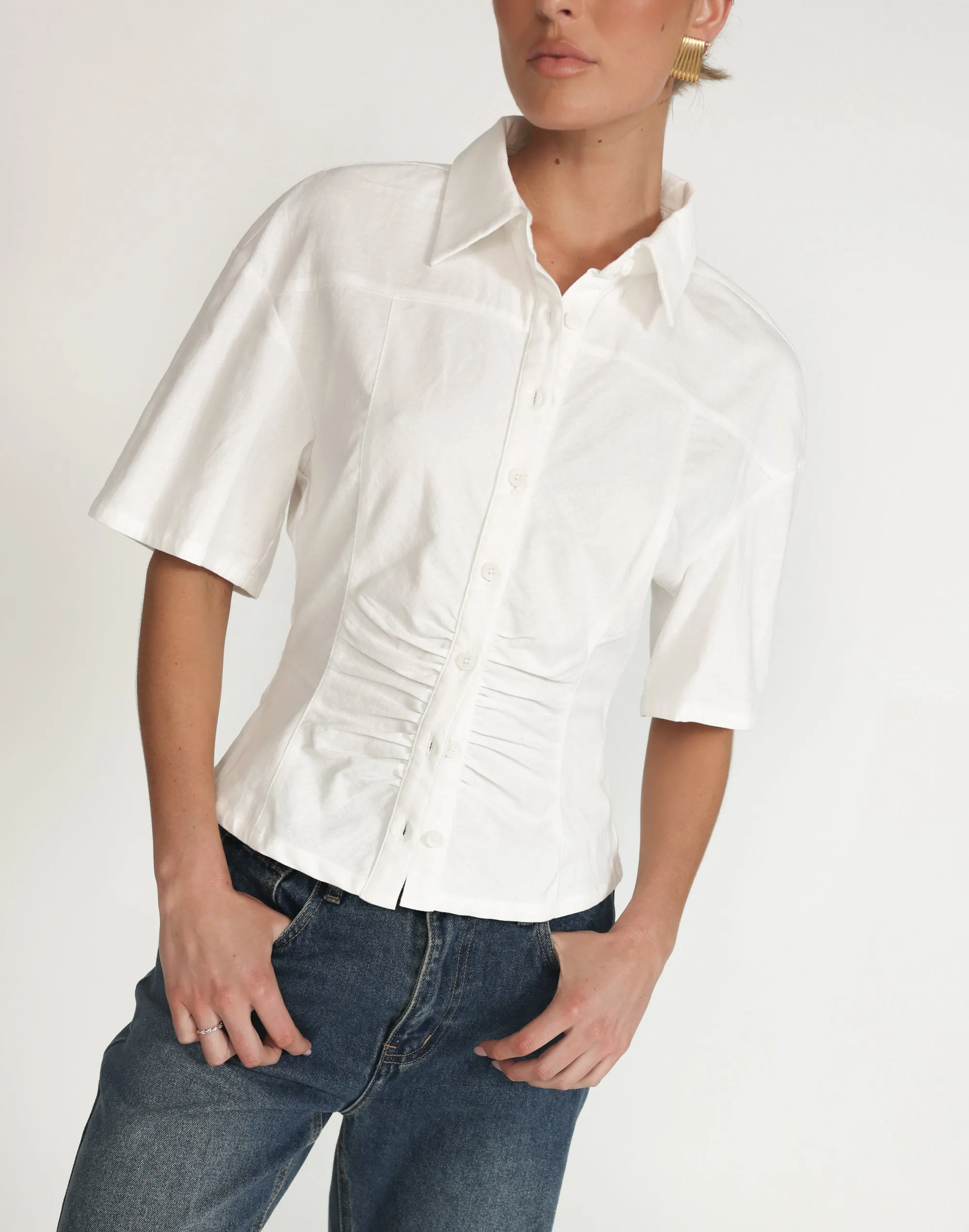 Etta Linen Top (White)