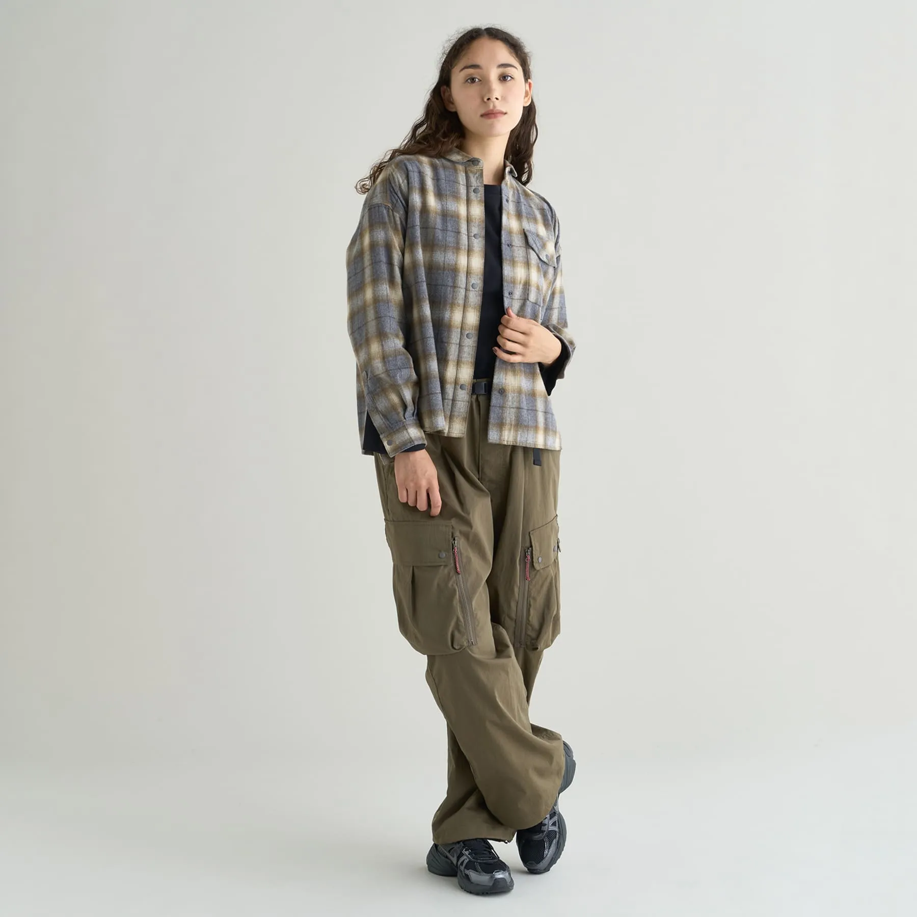 FADE PLAID CAMP SHIRT W(WOMEN)