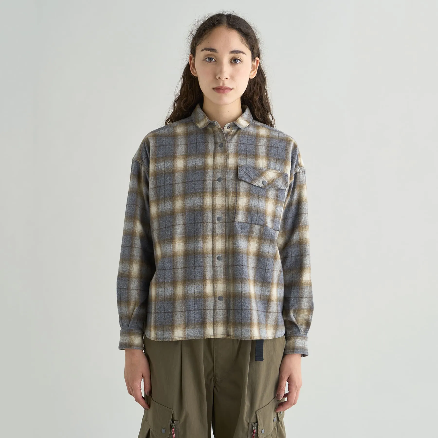 FADE PLAID CAMP SHIRT W(WOMEN)