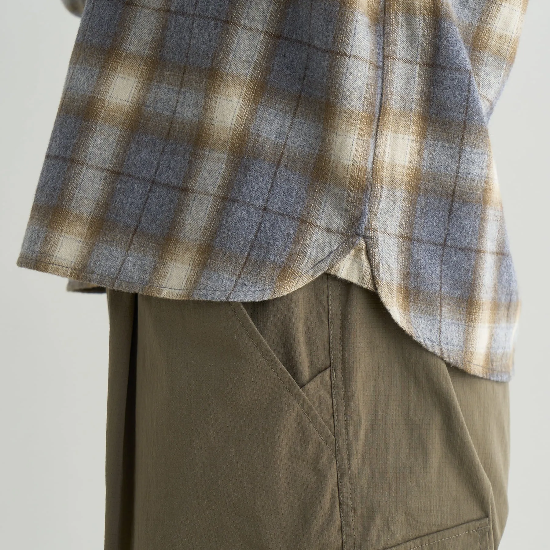 FADE PLAID CAMP SHIRT W(WOMEN)