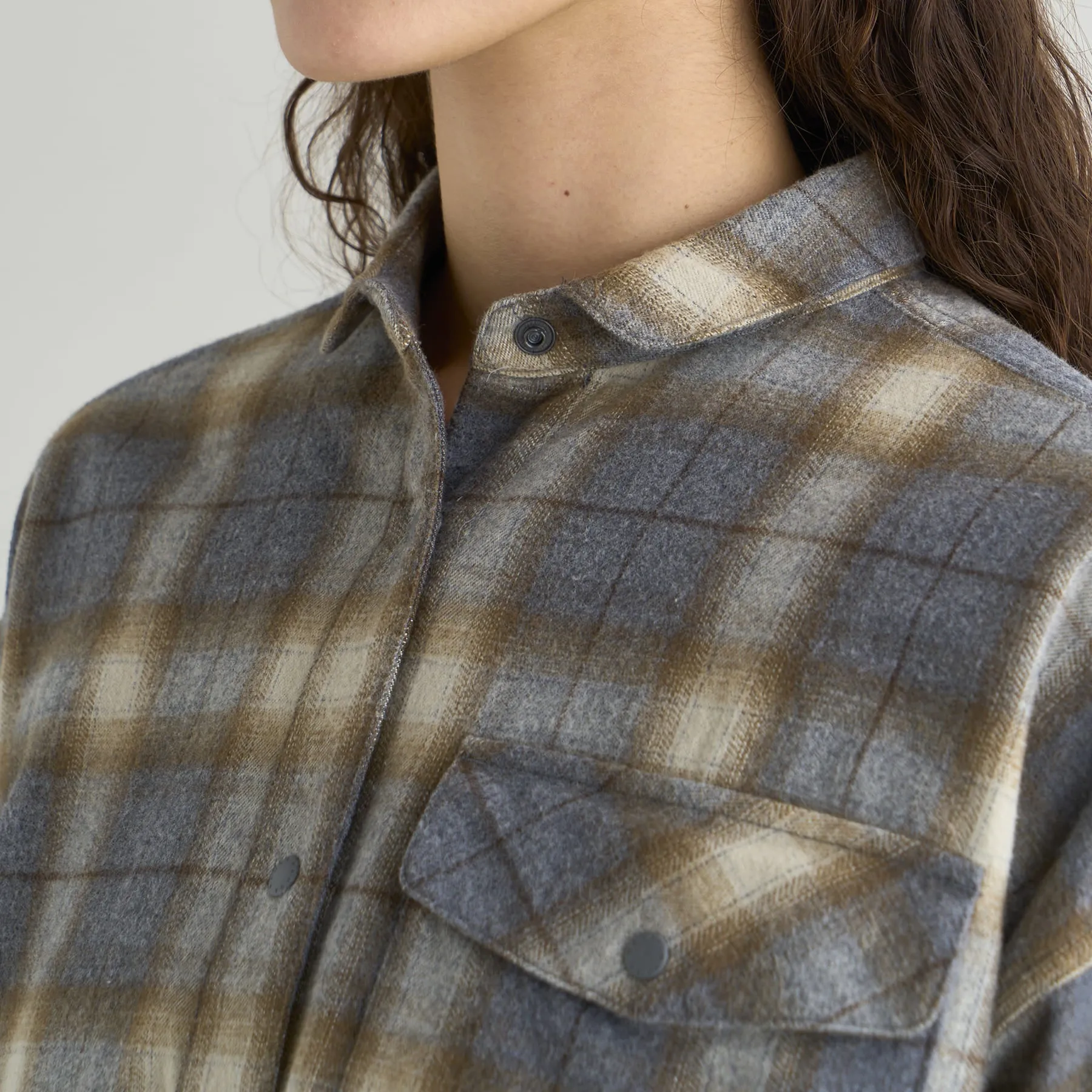 FADE PLAID CAMP SHIRT W(WOMEN)