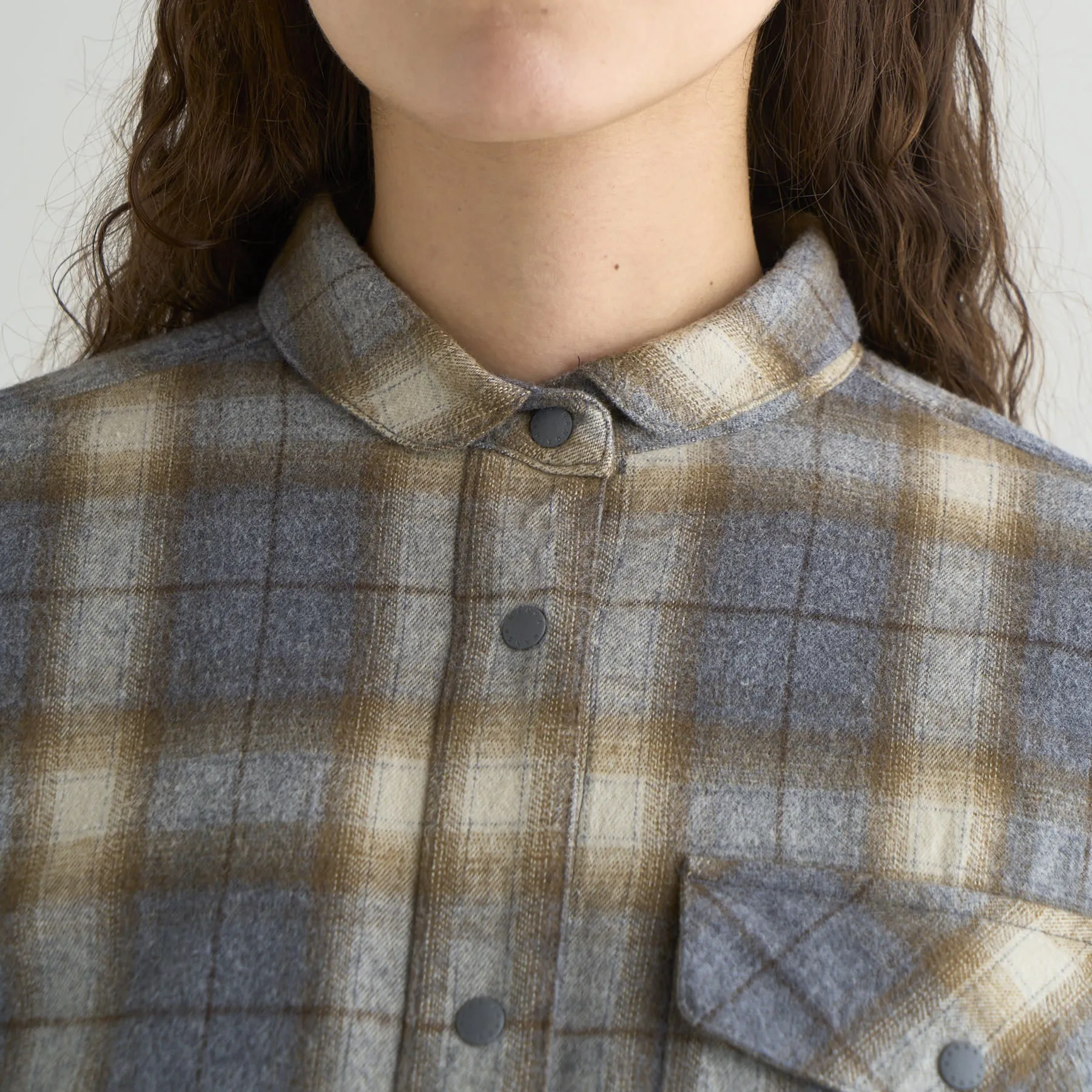 FADE PLAID CAMP SHIRT W(WOMEN)