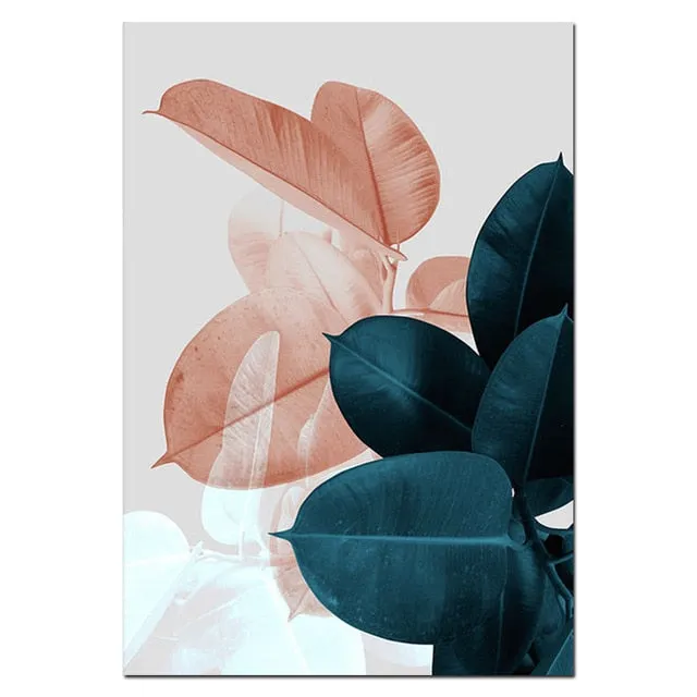 Fashion Floral Posters Pink Rose Green Leaves Wall Art Fine Art Canvas Prints Stylish Salon Art Pictures For Modern Living Room Bedroom Glam Home Decor