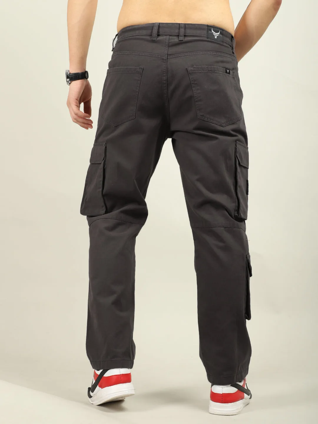 Fire Dark Grey Baggy Fit 8 Pocket Cargo