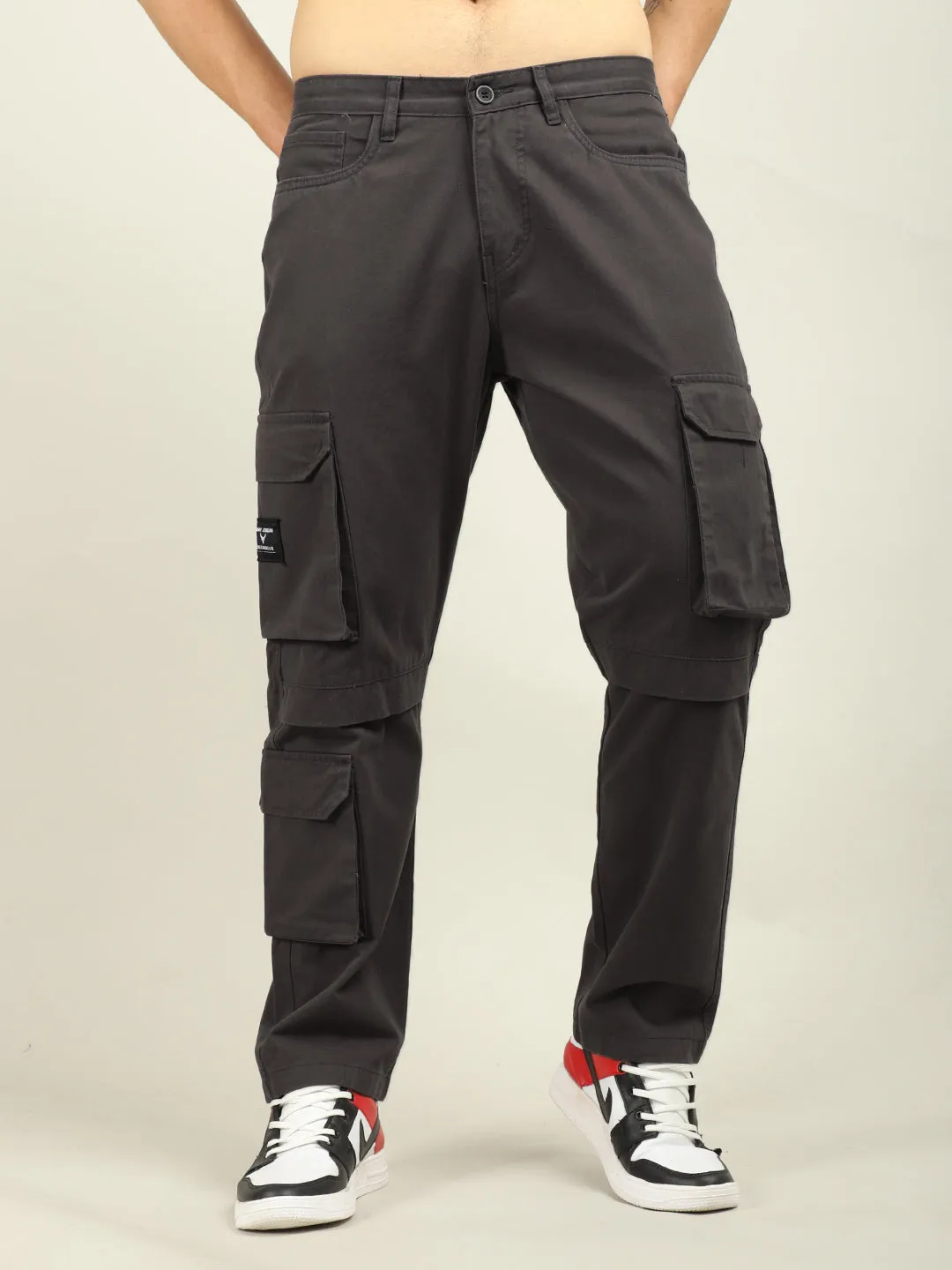 Fire Dark Grey Baggy Fit 8 Pocket Cargo