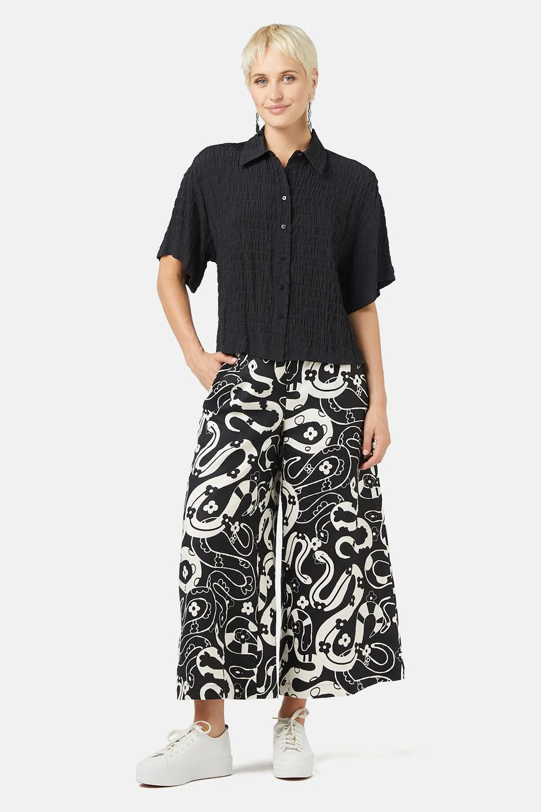 Floral Snake Linen Culotte