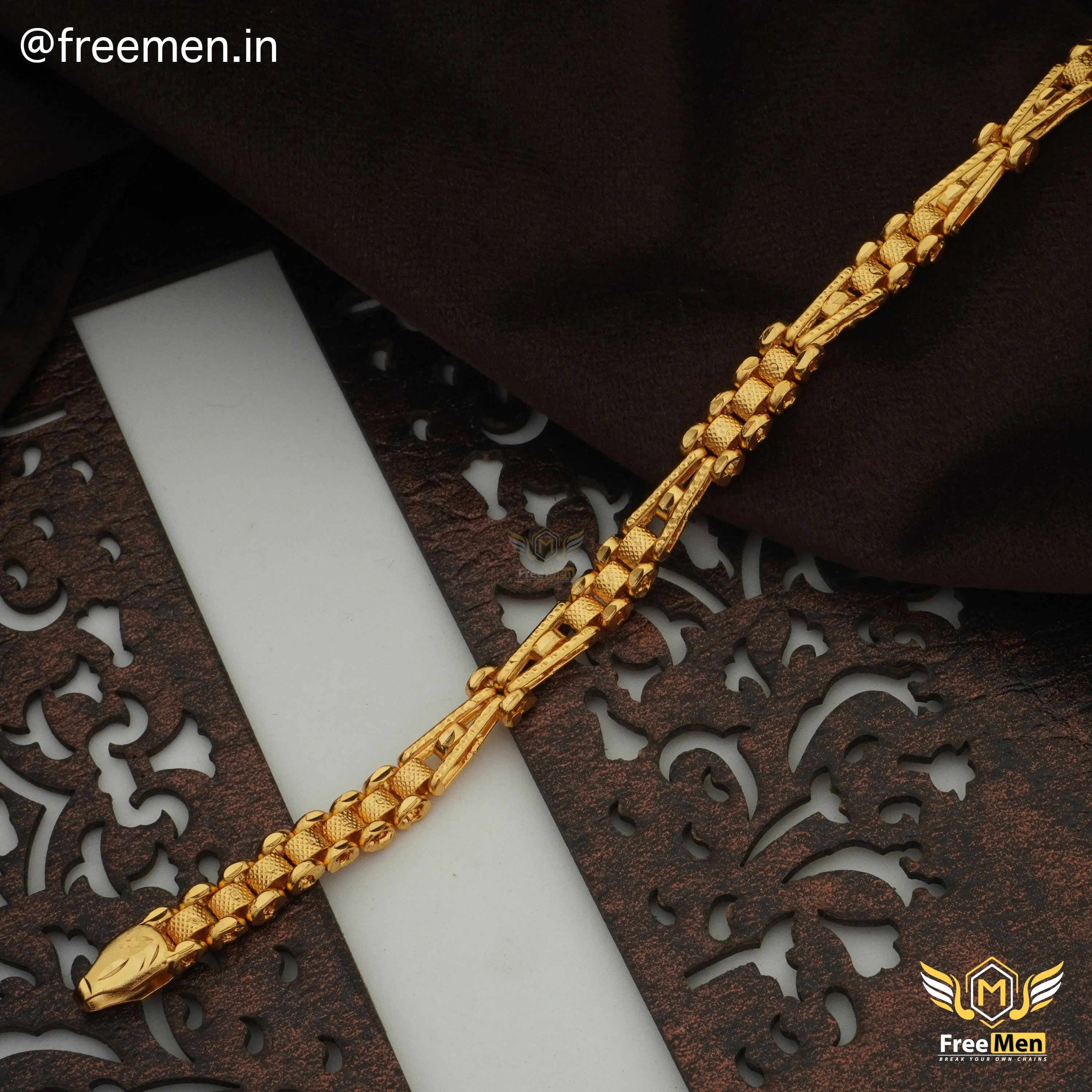 Freeman Special Stylish X shape Golden Bracelet for Men- FM410