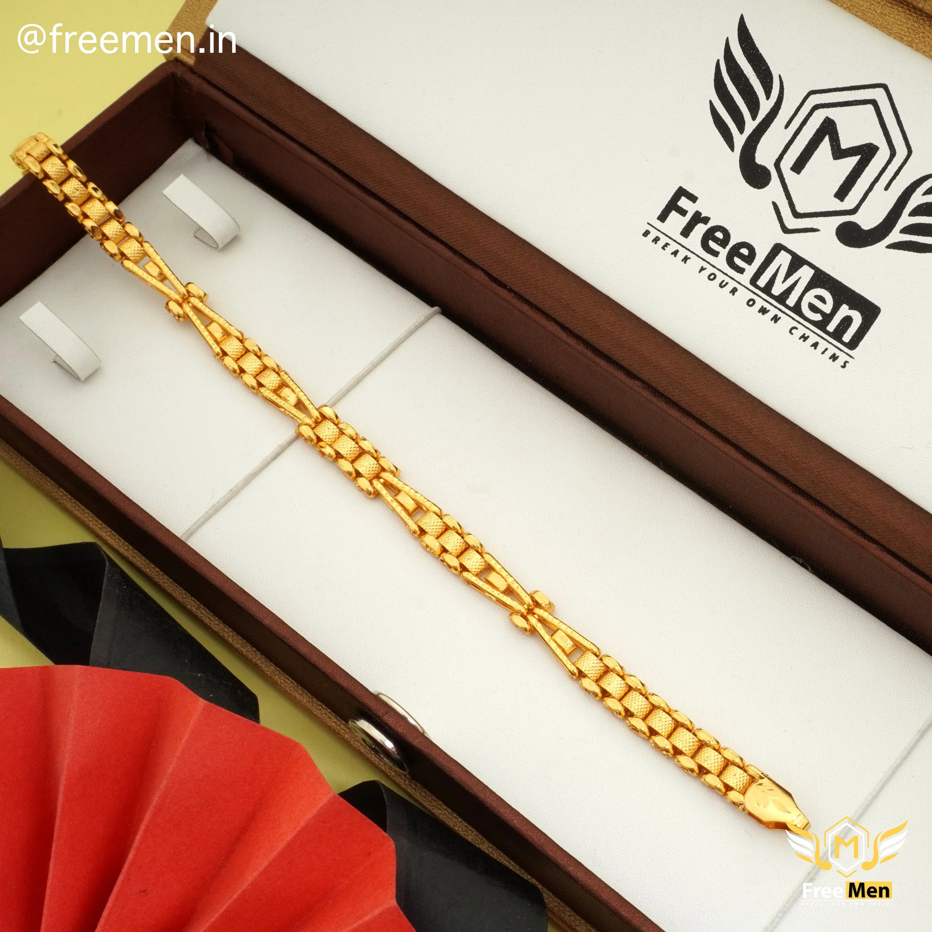 Freeman Special Stylish X shape Golden Bracelet for Men- FM410