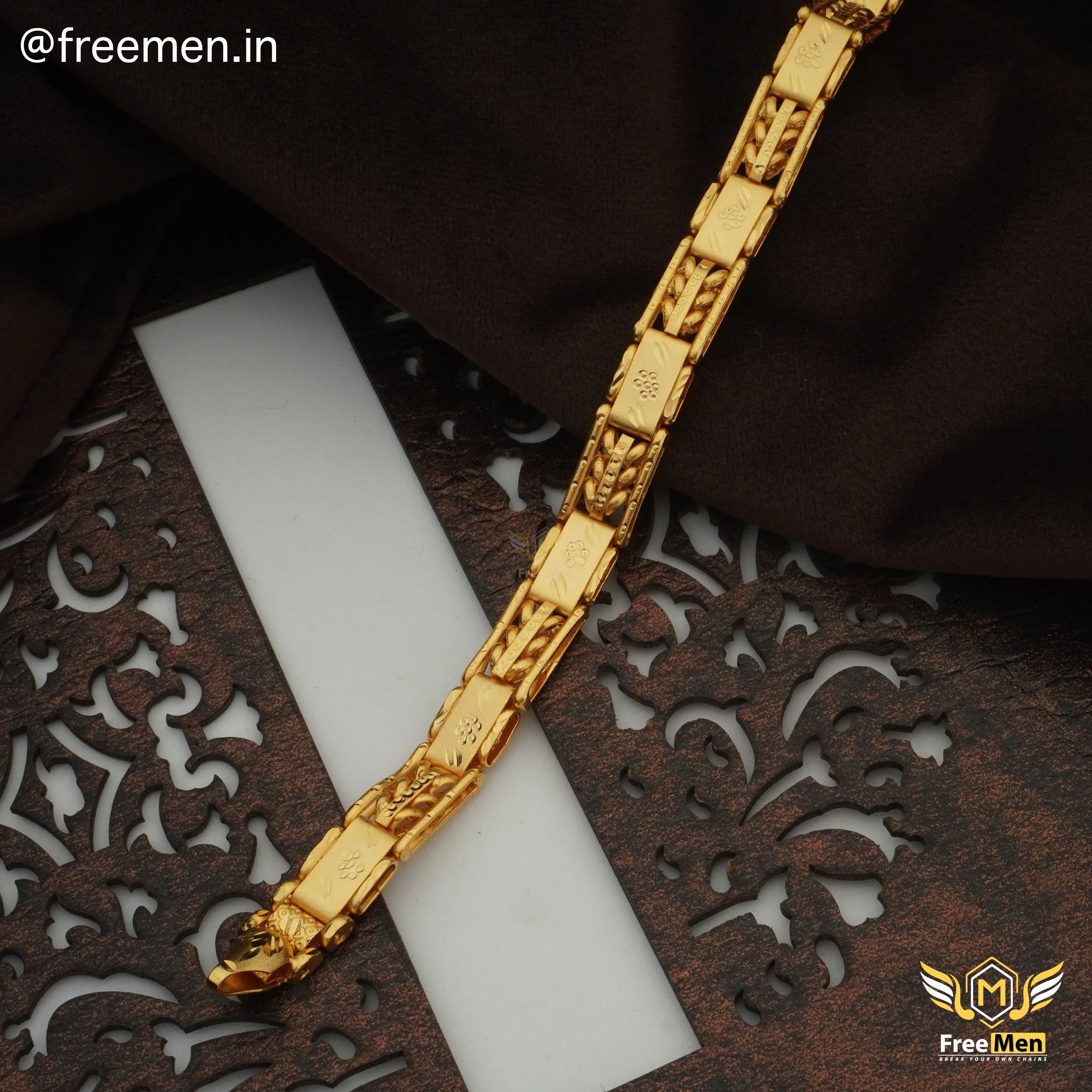 Freeman Stylish Especial Shape Golden Bracelet for Men- FMB01