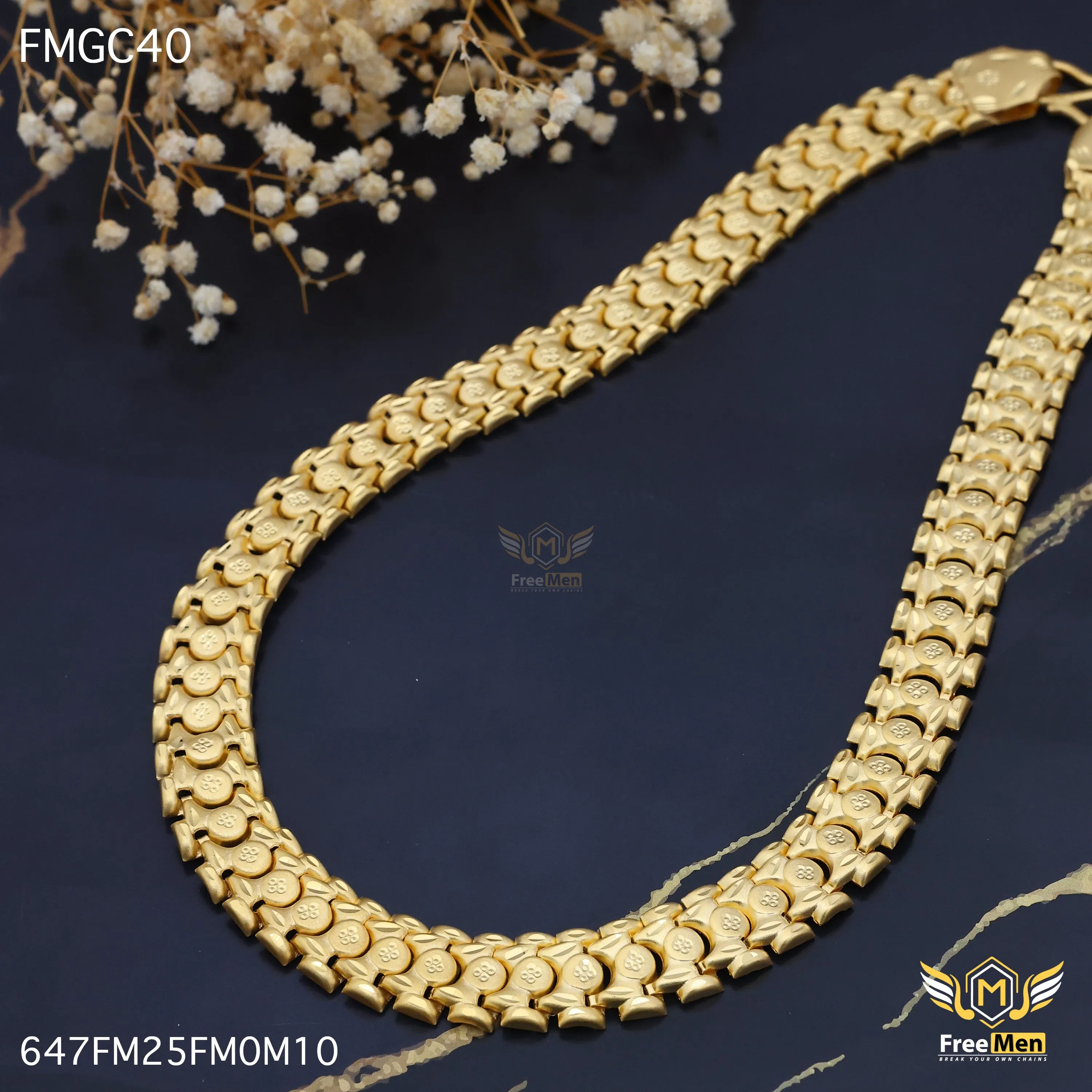 Freemen Delicate Stylish One Line Gold Plated Chain - FMGC40