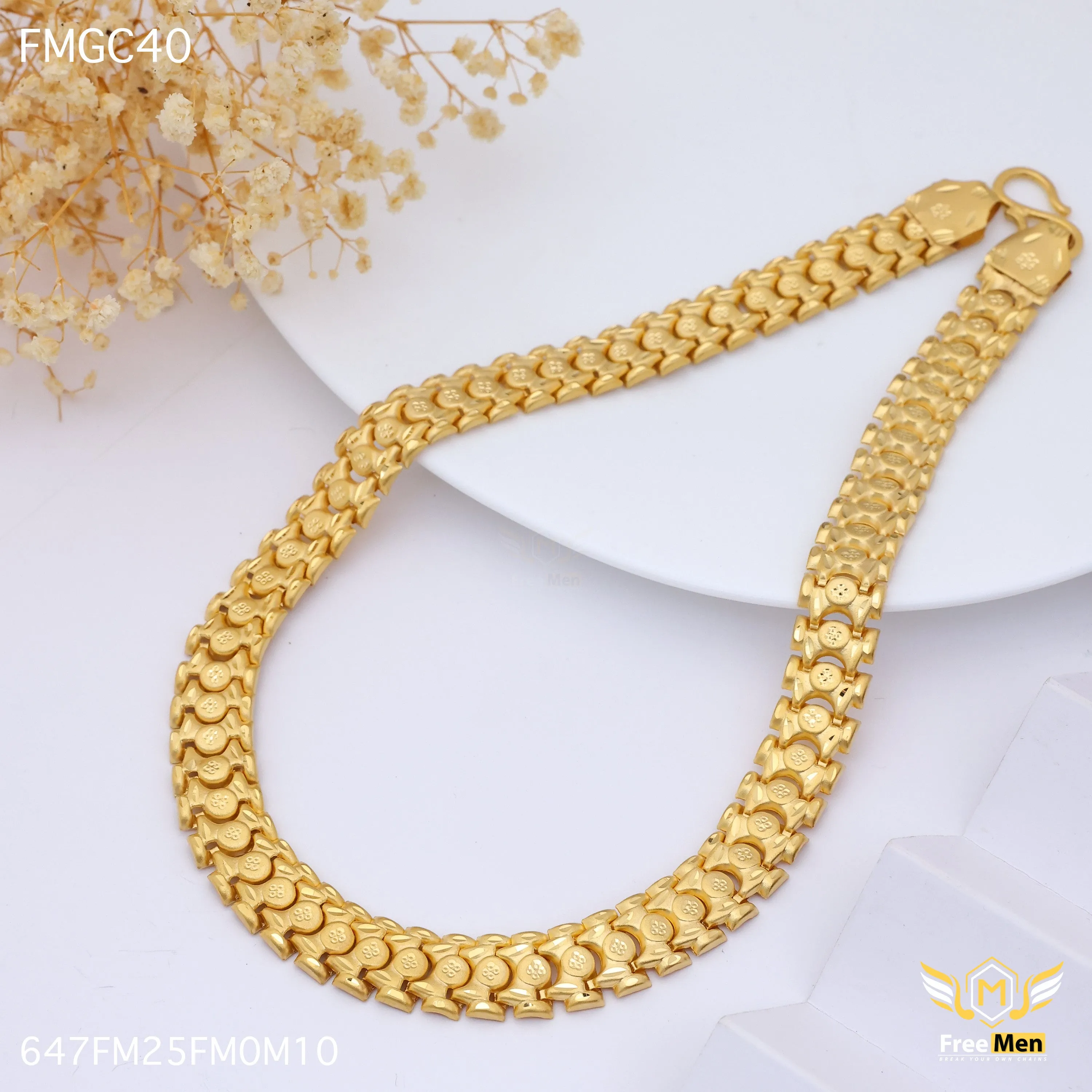 Freemen Delicate Stylish One Line Gold Plated Chain - FMGC40