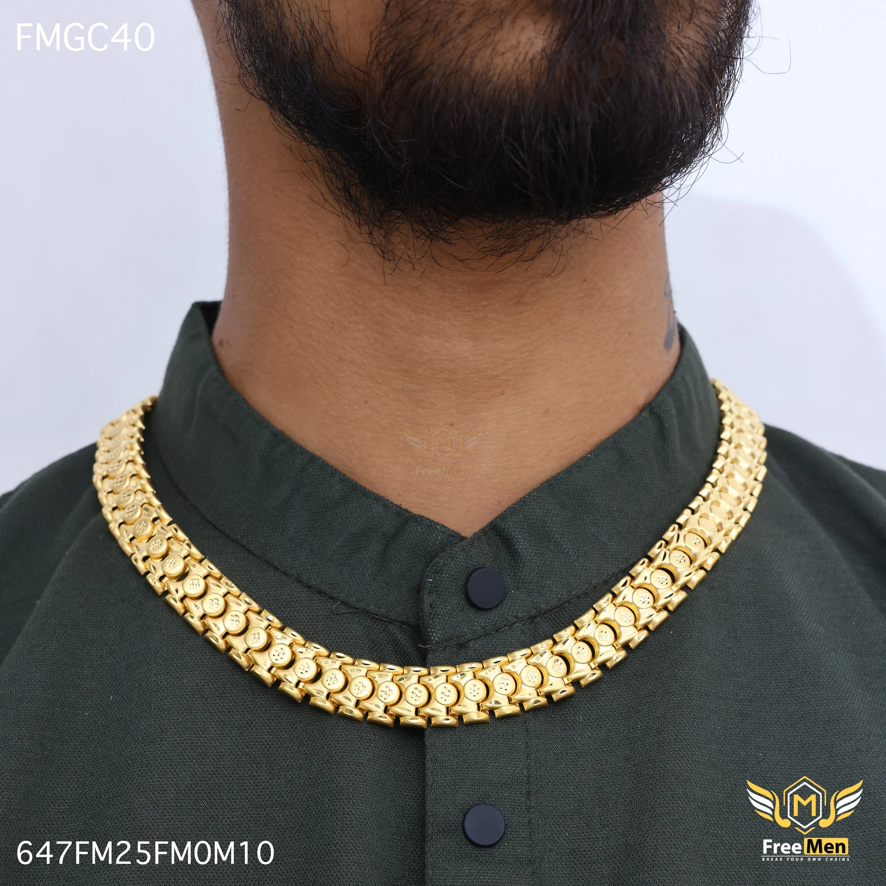 Freemen Delicate Stylish One Line Gold Plated Chain - FMGC40