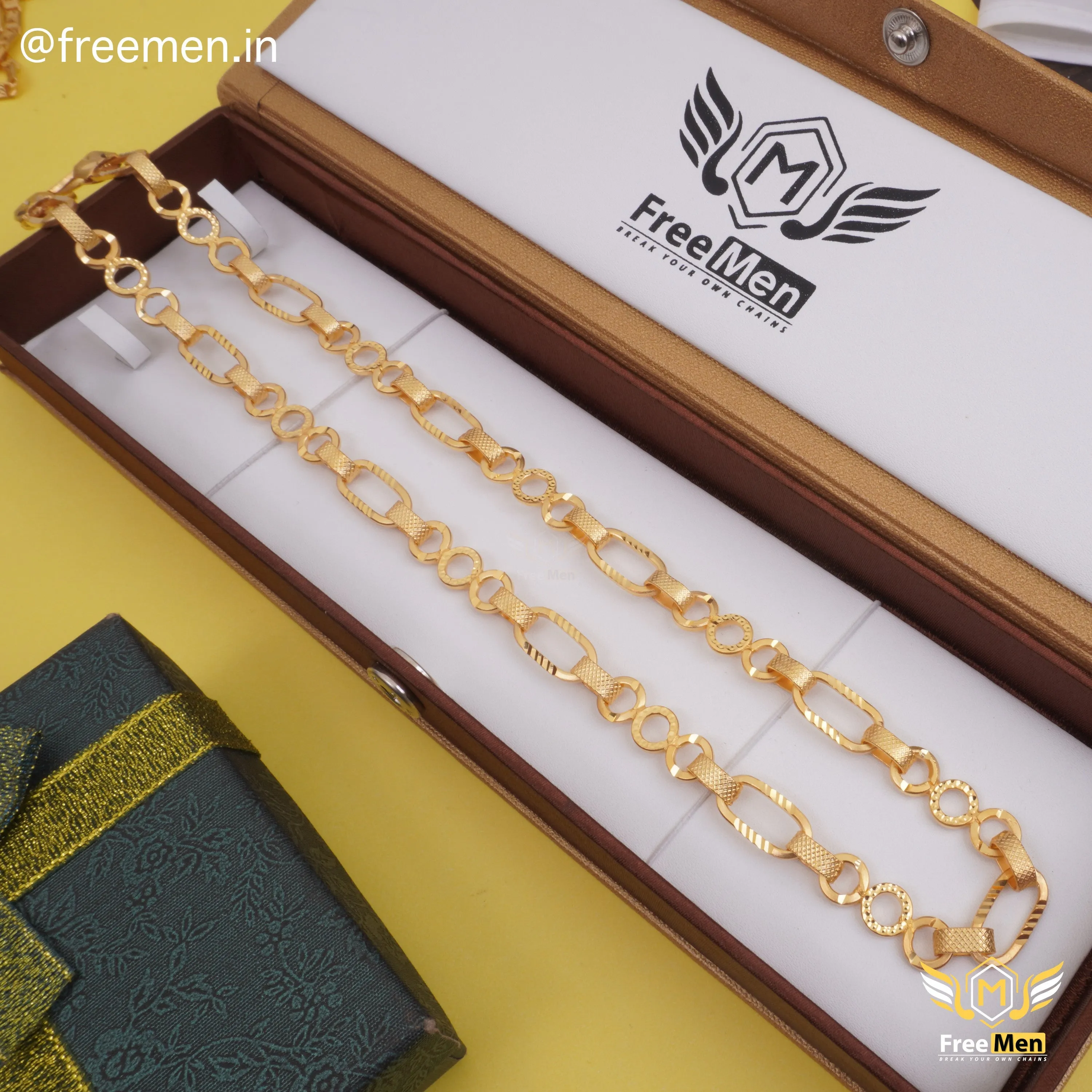 Freemen Fabulous Stylish  Ring  Gold Plated Chain  for mans - FMG300