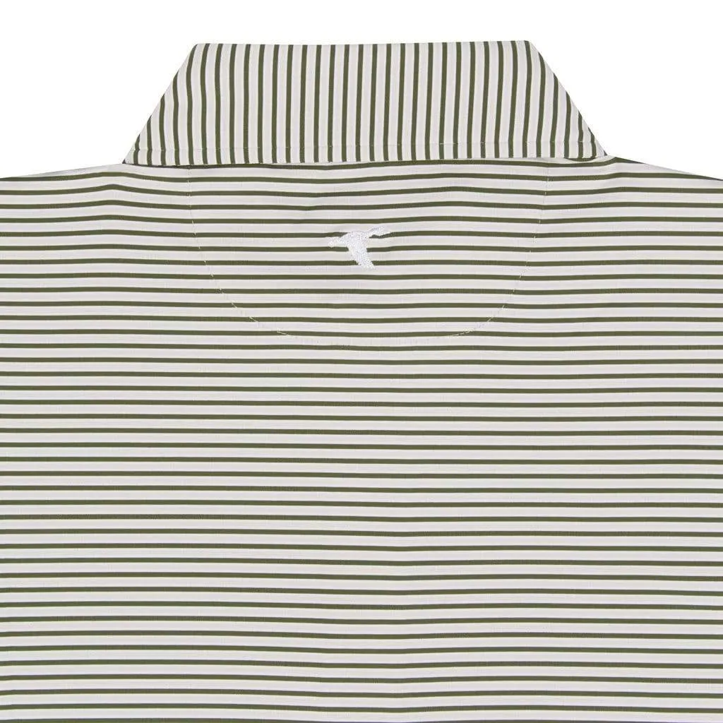 Freeport Striped Performance Polo- Chive