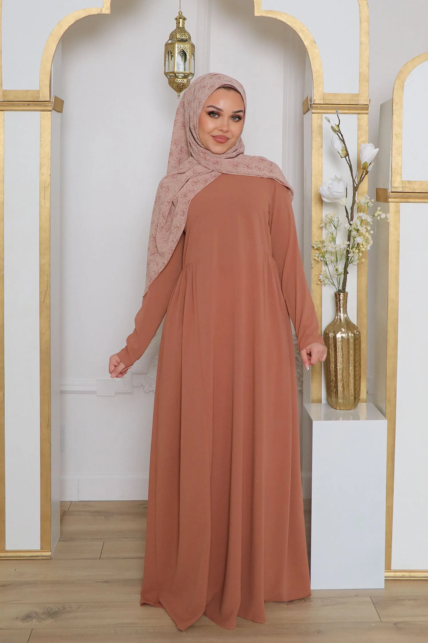 Gia Linen Abaya- Tan