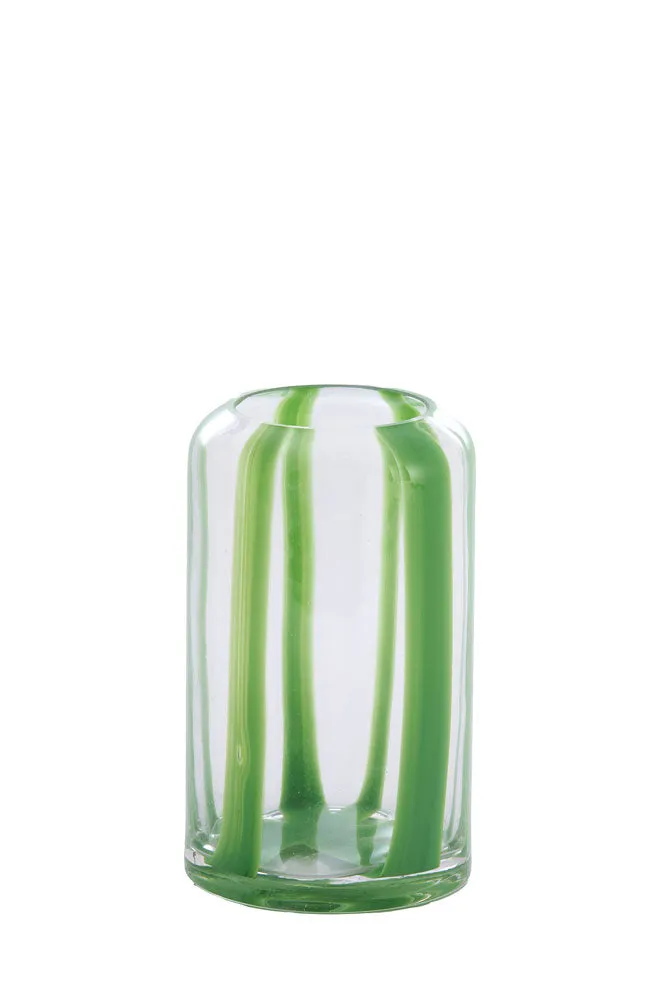 Green Striped Glass Vase