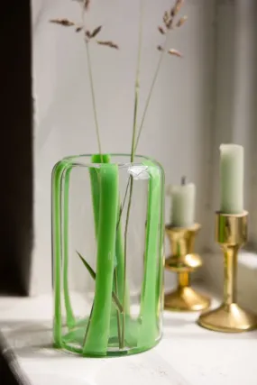 Green Striped Glass Vase