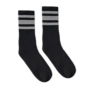 Grey Striped Socks | Black