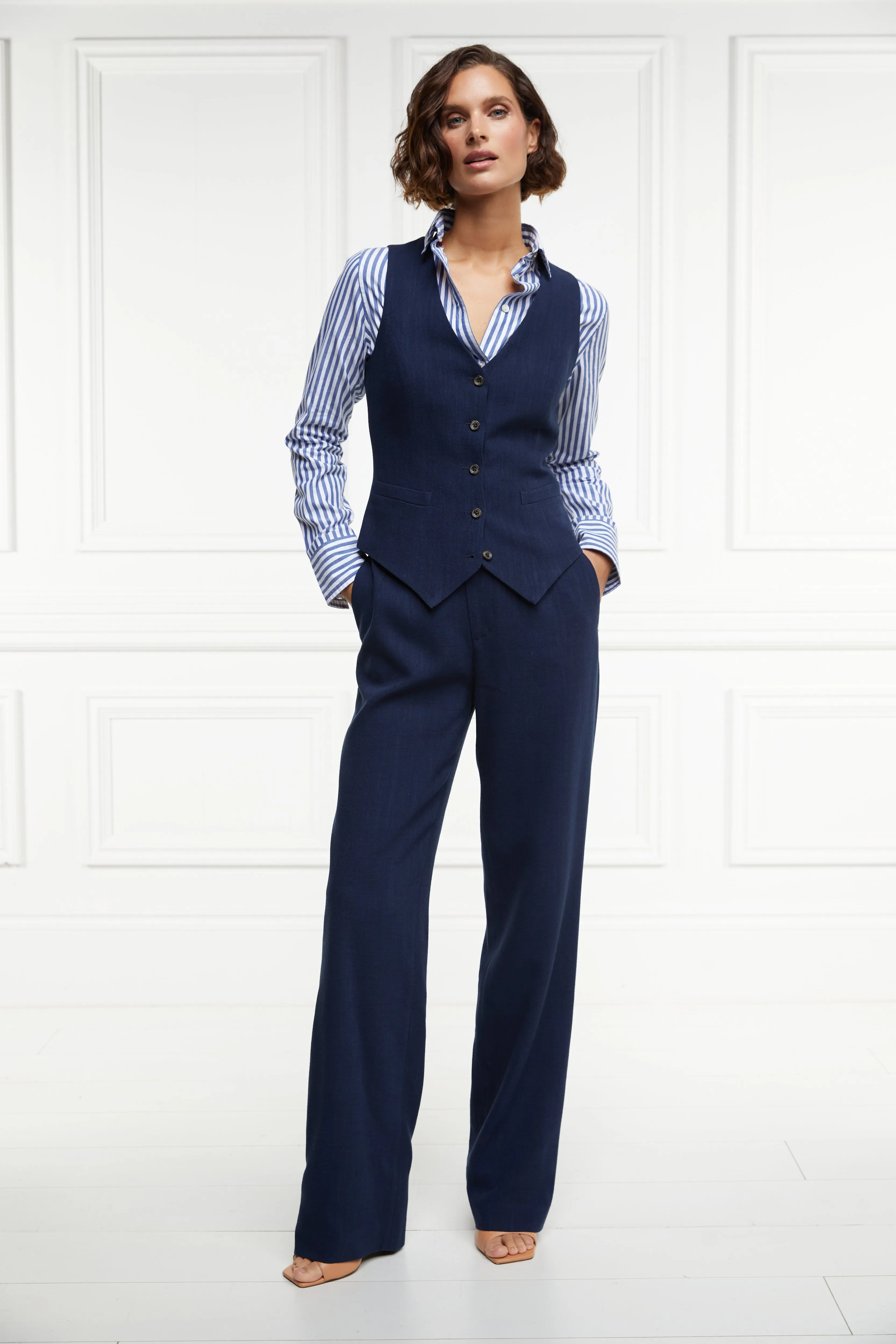 Hampton Waistcoat (Navy Linen)