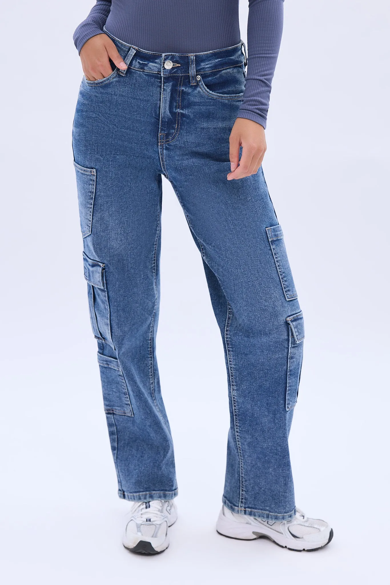 High Rise Cargo Baggy Straight Jean