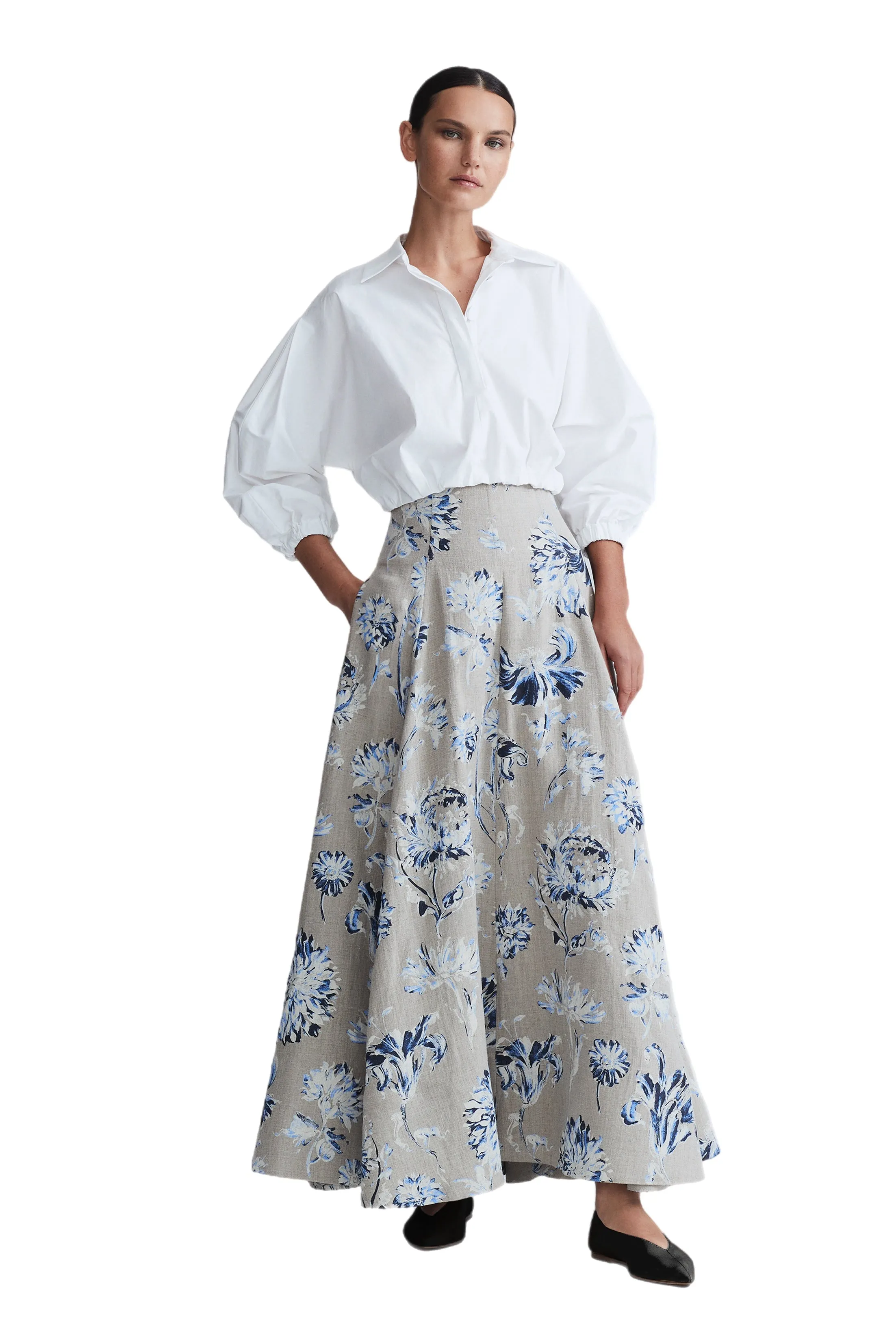 HIGH WAIST LINEN SKIRT