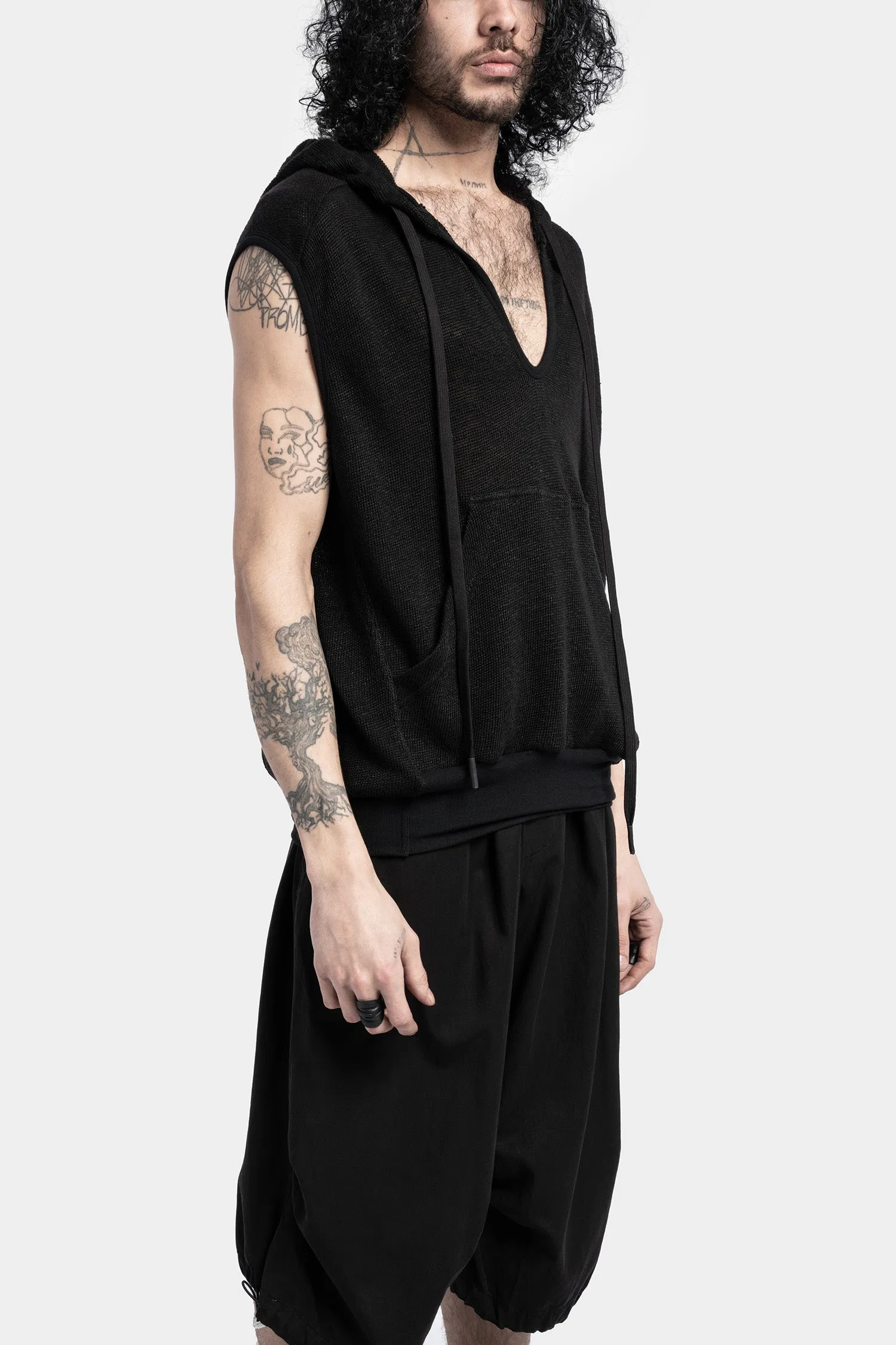 Hooded linen knit tank