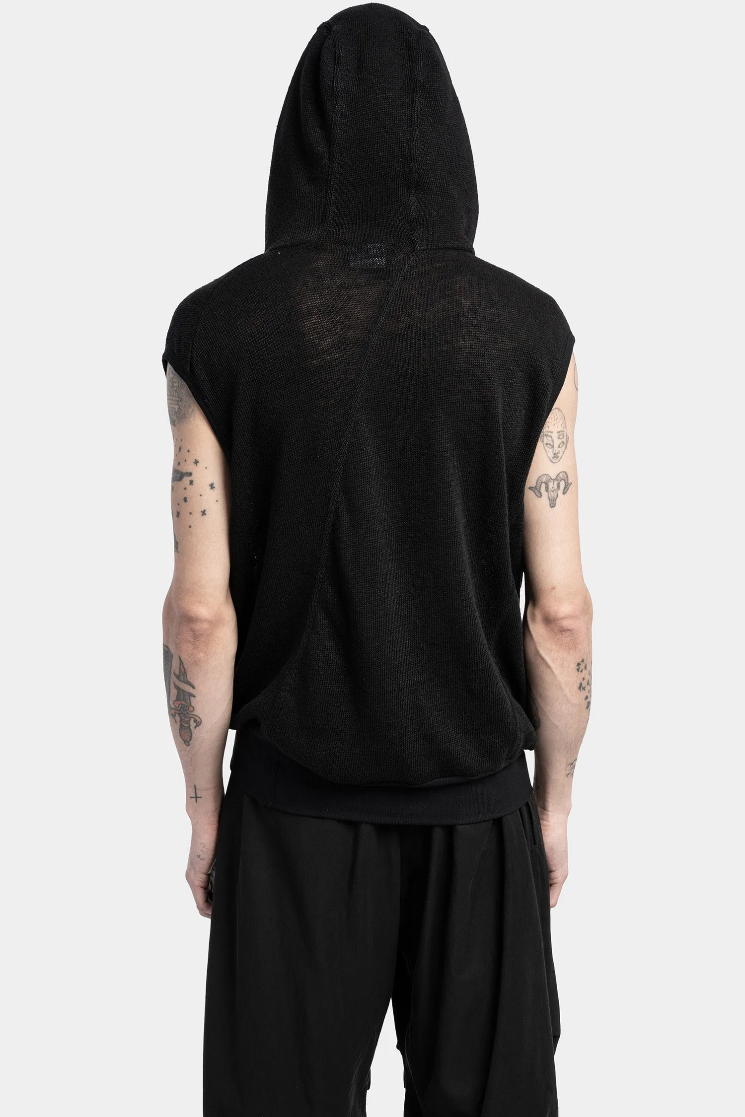 Hooded linen knit tank