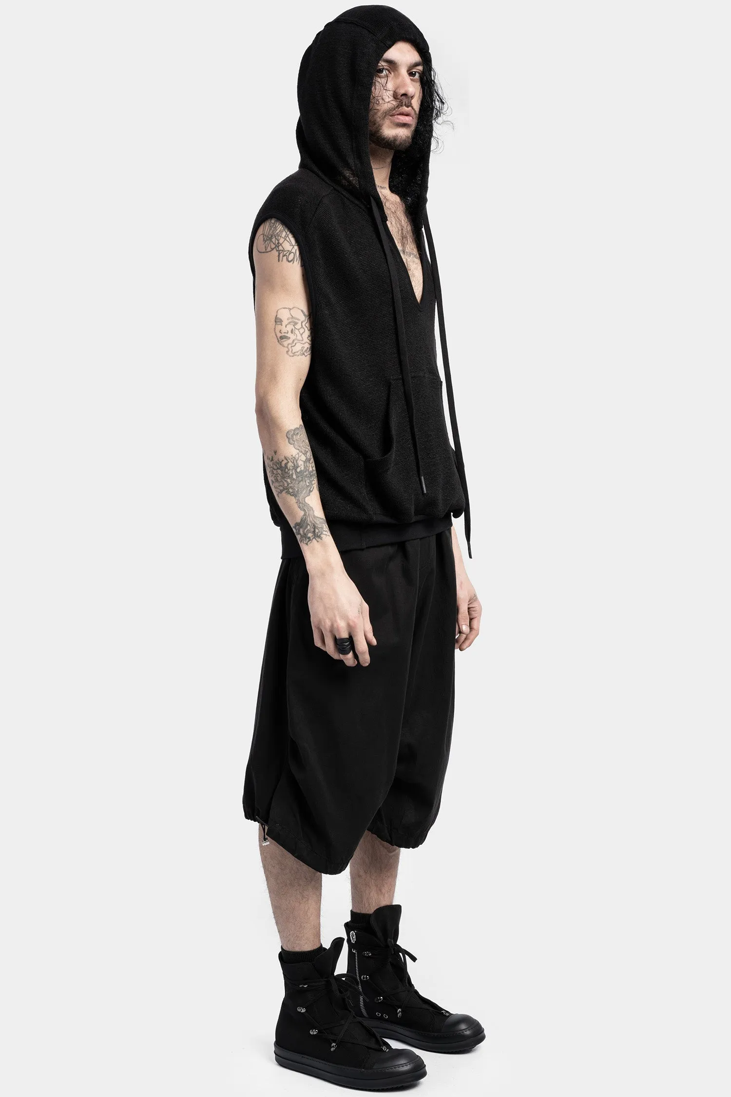 Hooded linen knit tank