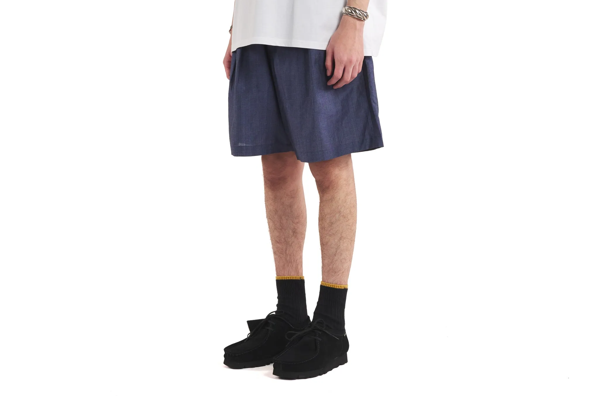 Indigo Cotton Linen Shorts