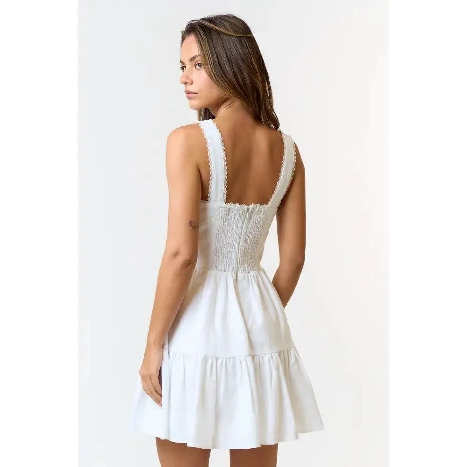 Jasmin Linen Ruffle Dress