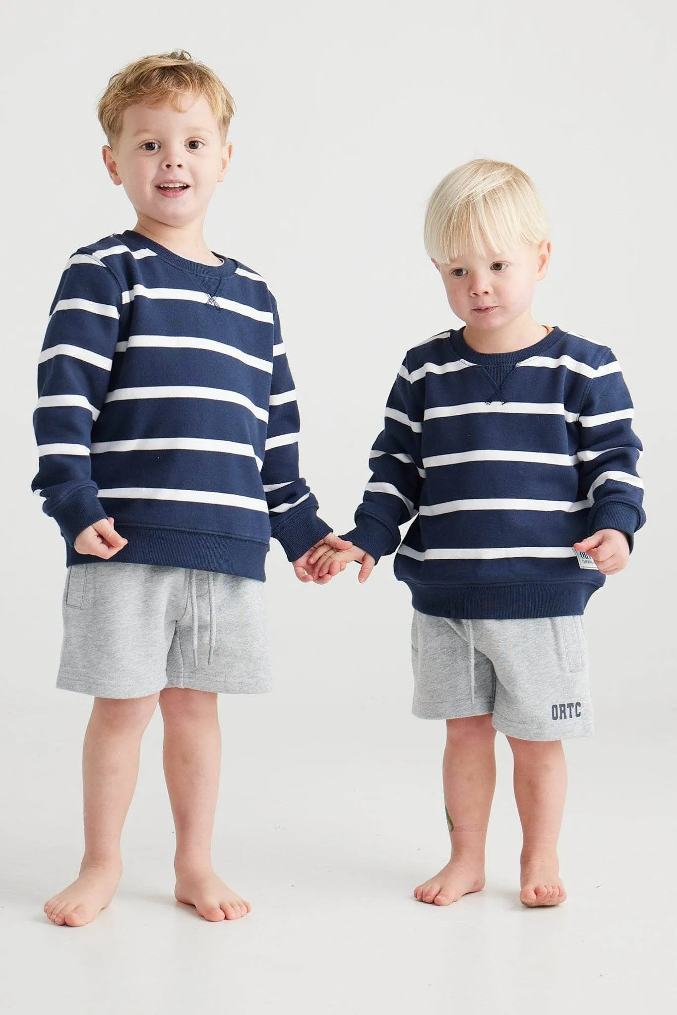 Jnr Striped Crew Navy