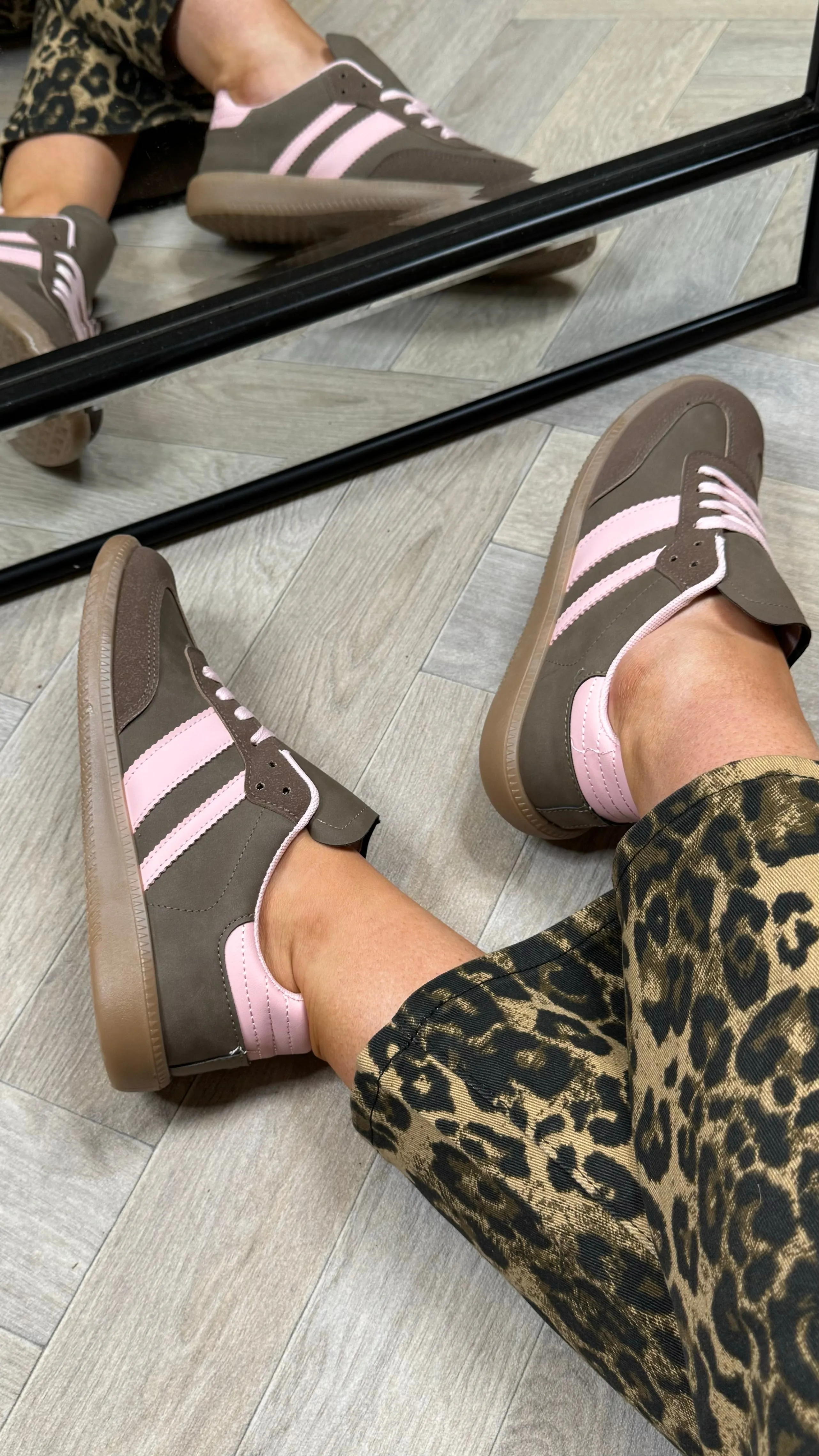 Kenna Brown & Pink Striped Trainers