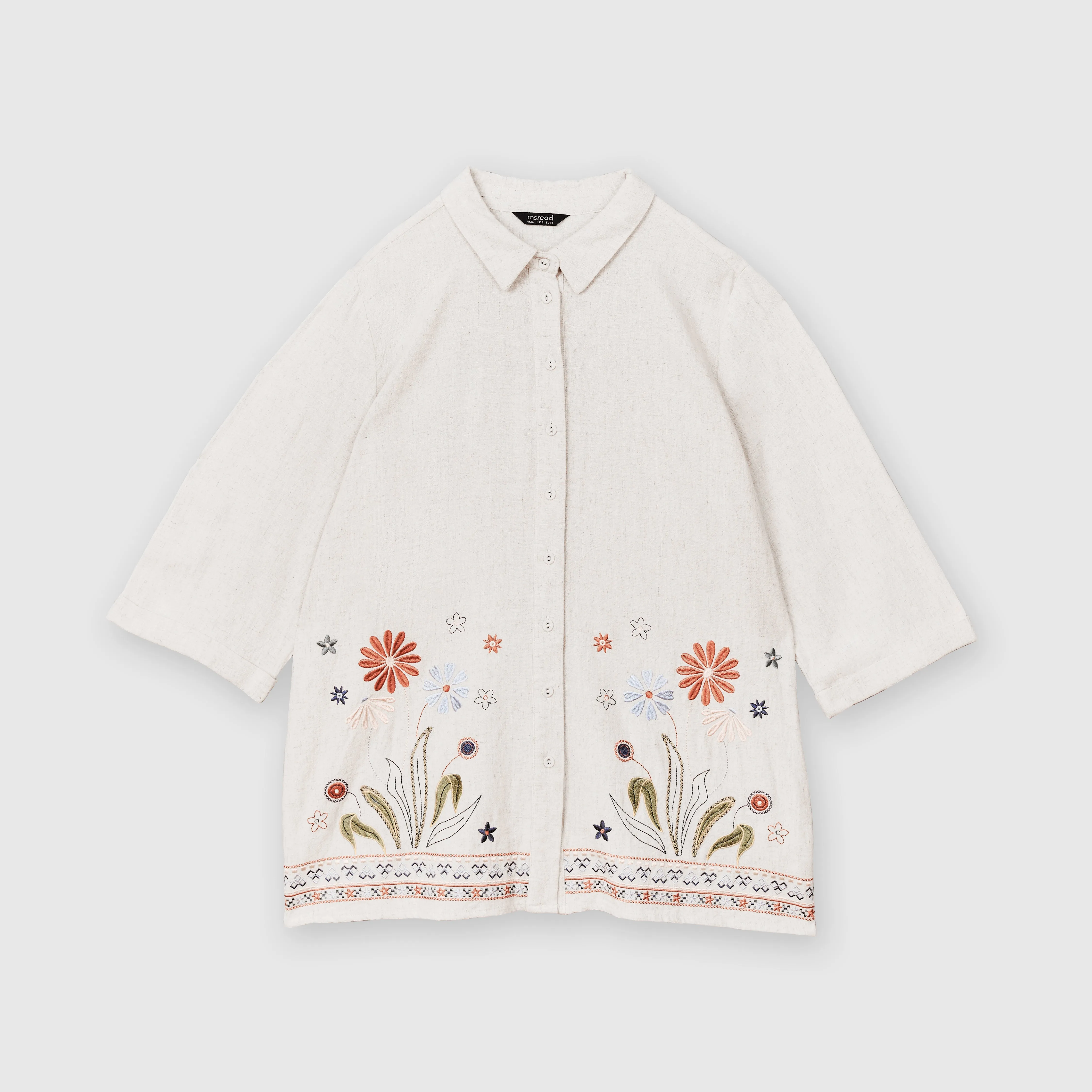 Linen Embroidered Boxy Shirt