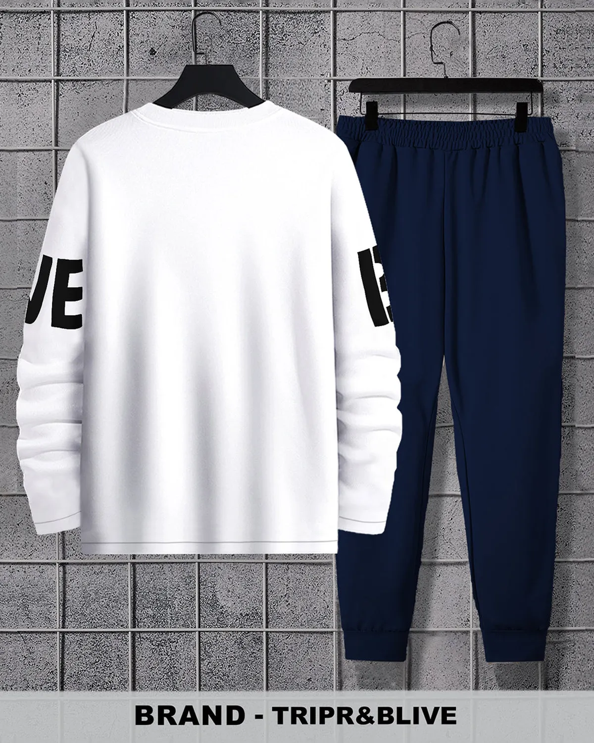 Men Believe Printed White | Black Tracksuit