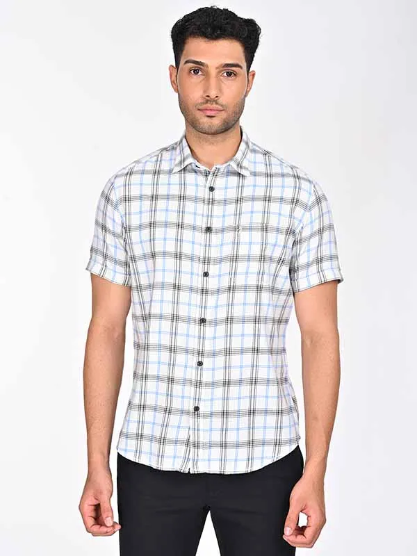 Men Checked Half Sleeve Cotton Shirt