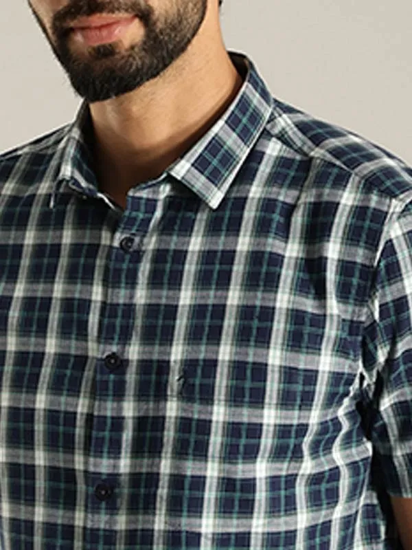 Men Checked Half Sleeve Cotton Shirt