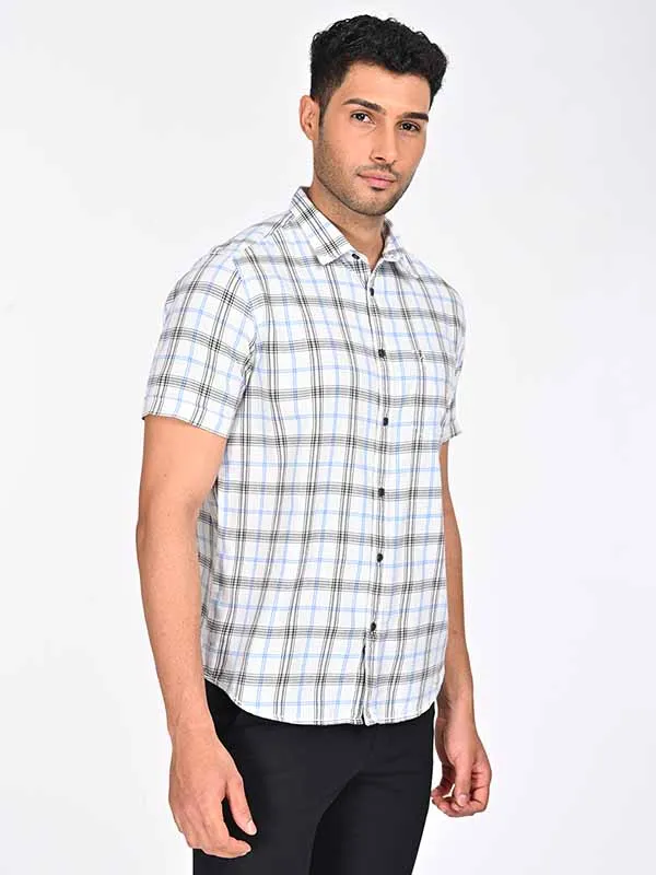 Men Checked Half Sleeve Cotton Shirt