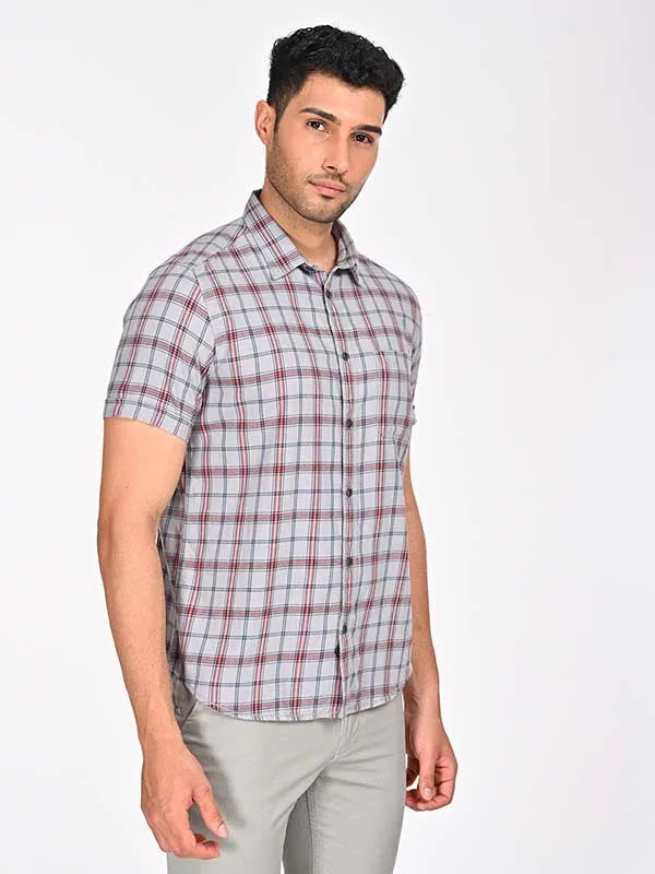 Men Checked Half Sleeve Cotton Shirt