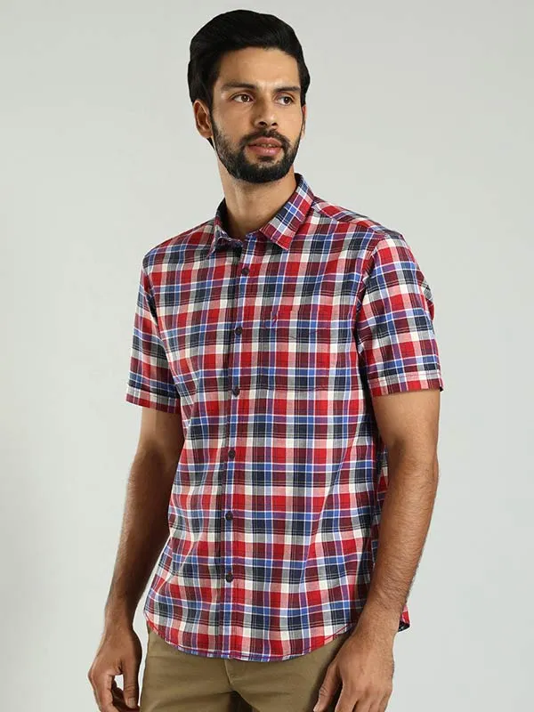 Men Checked Half Sleeve Cotton Shirt