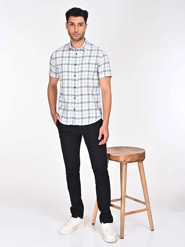 Men Checked Half Sleeve Cotton Shirt