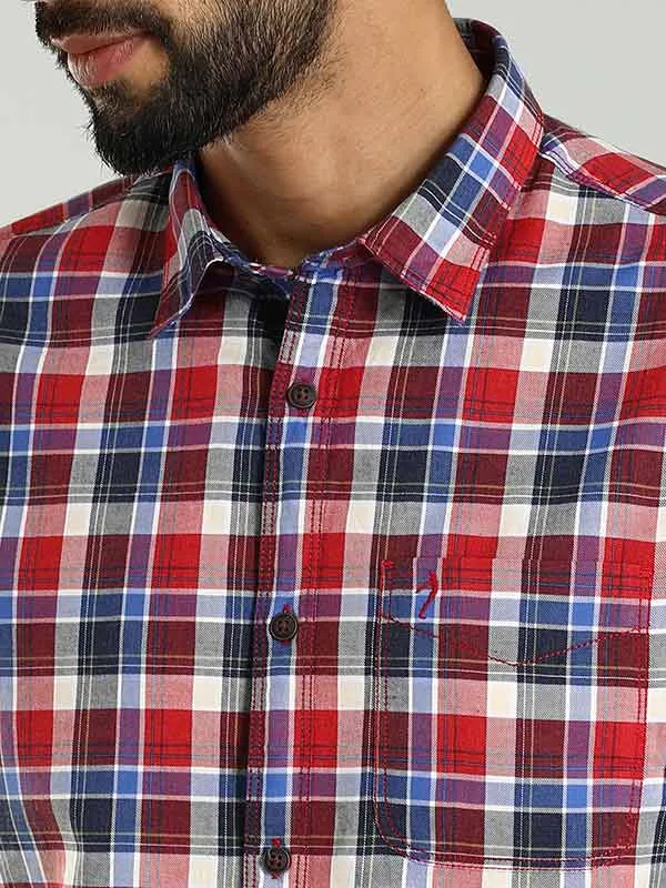 Men Checked Half Sleeve Cotton Shirt